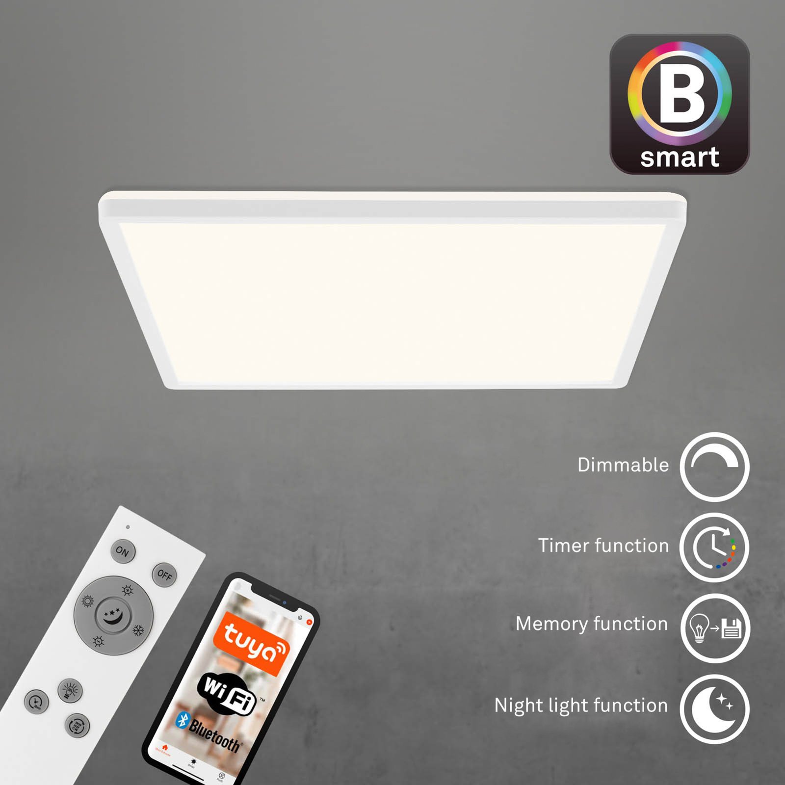LED ceiling lamp Slim S dimmable CCT white 42x42cm
