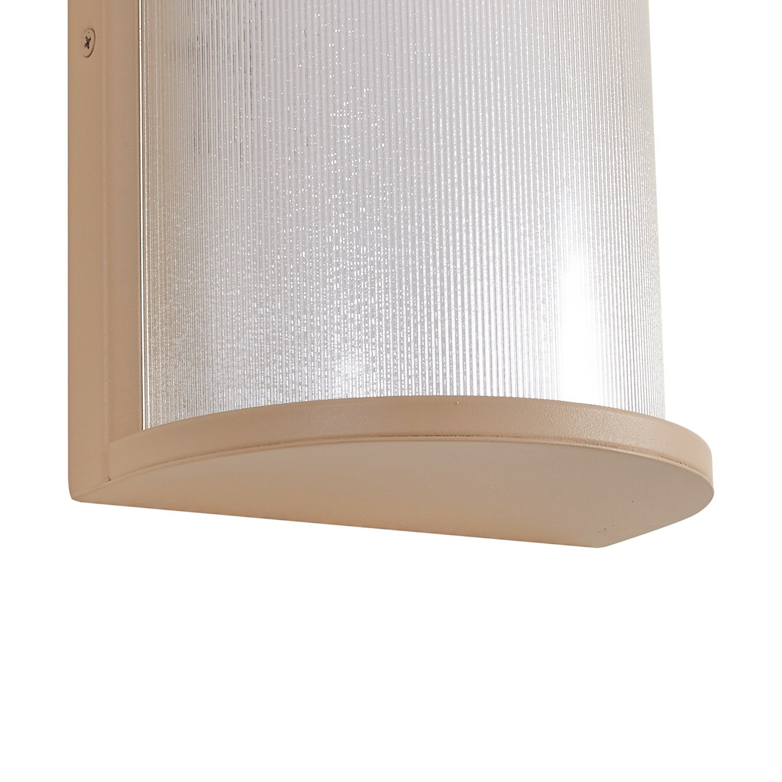 Calvik udendørs LED-væglampe, IP44, beige, 24 cm, riflet - Lindby