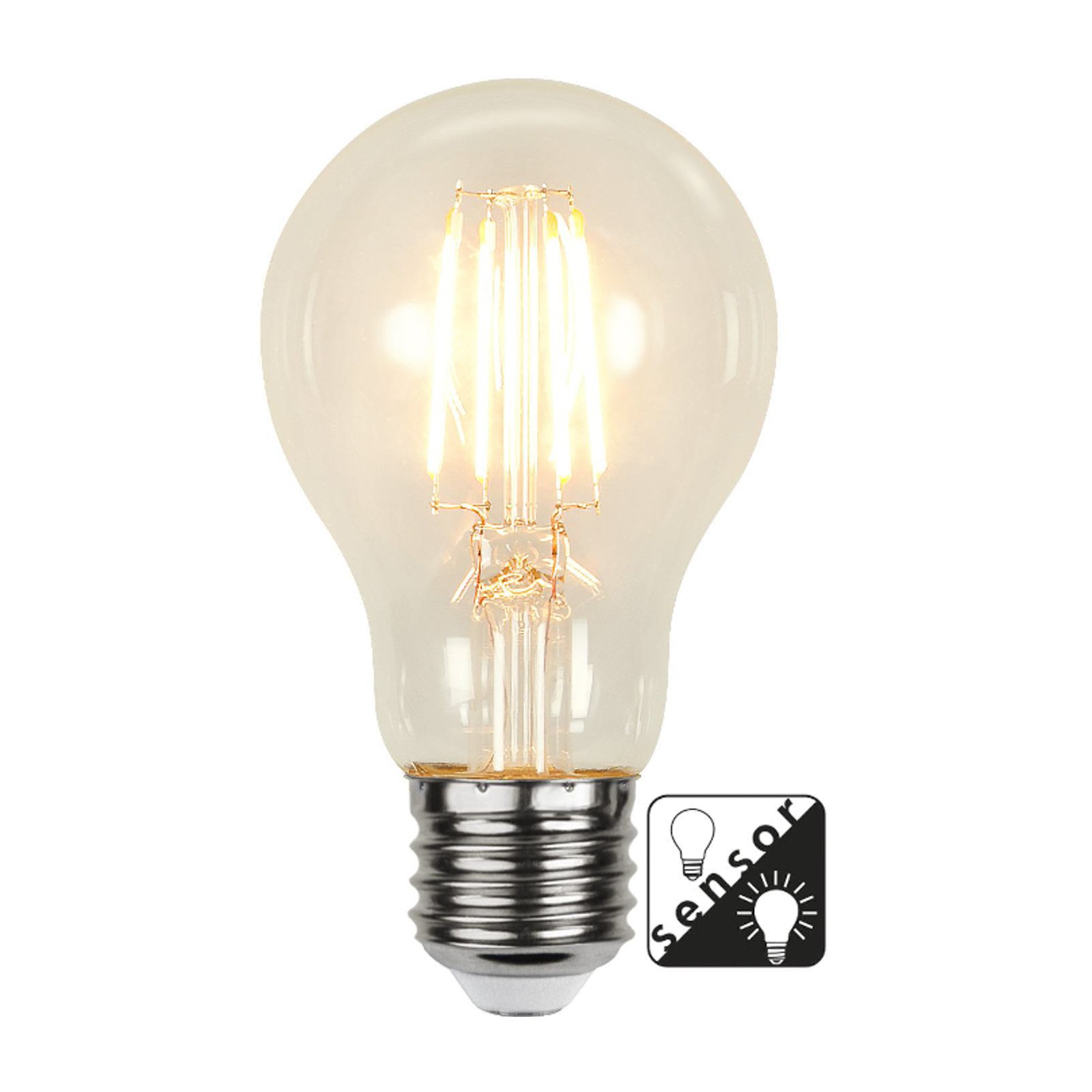 Lampadina a incandescenza LED, E27, 4,2 W chiaro 2.100 K Sensore di luce