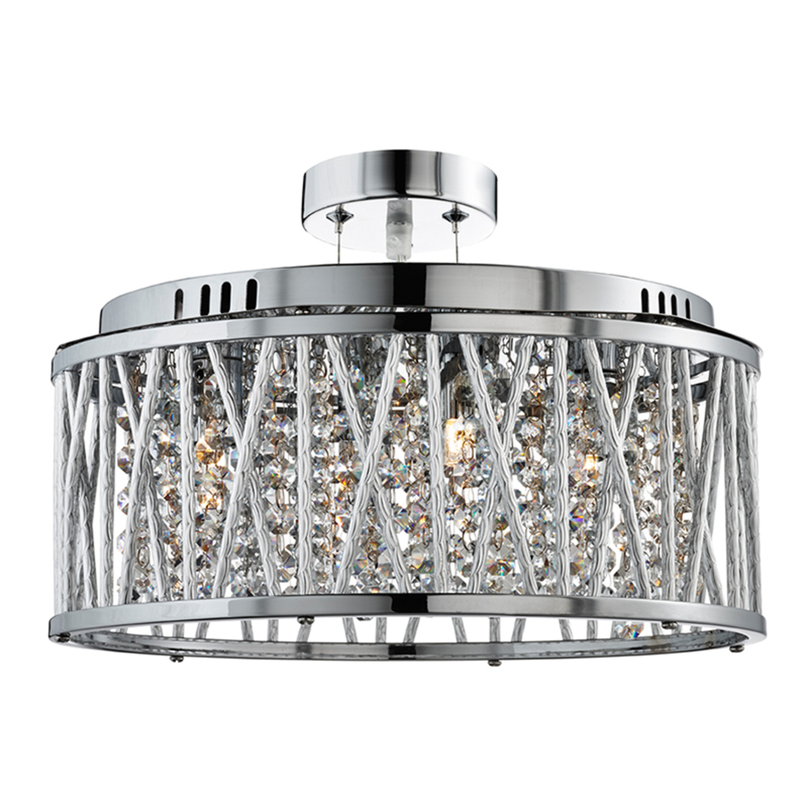 Searchlight Elise hanging light decorated with glass crystals, for Living / Dining Room, aluminium, crystal, G9, 33 W, energy efficiency: A++