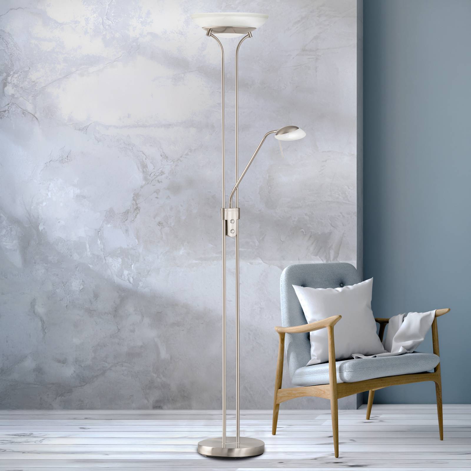 Fischer & Honsel Pool Led Floor Lamp With Reading Arm, Cct Function