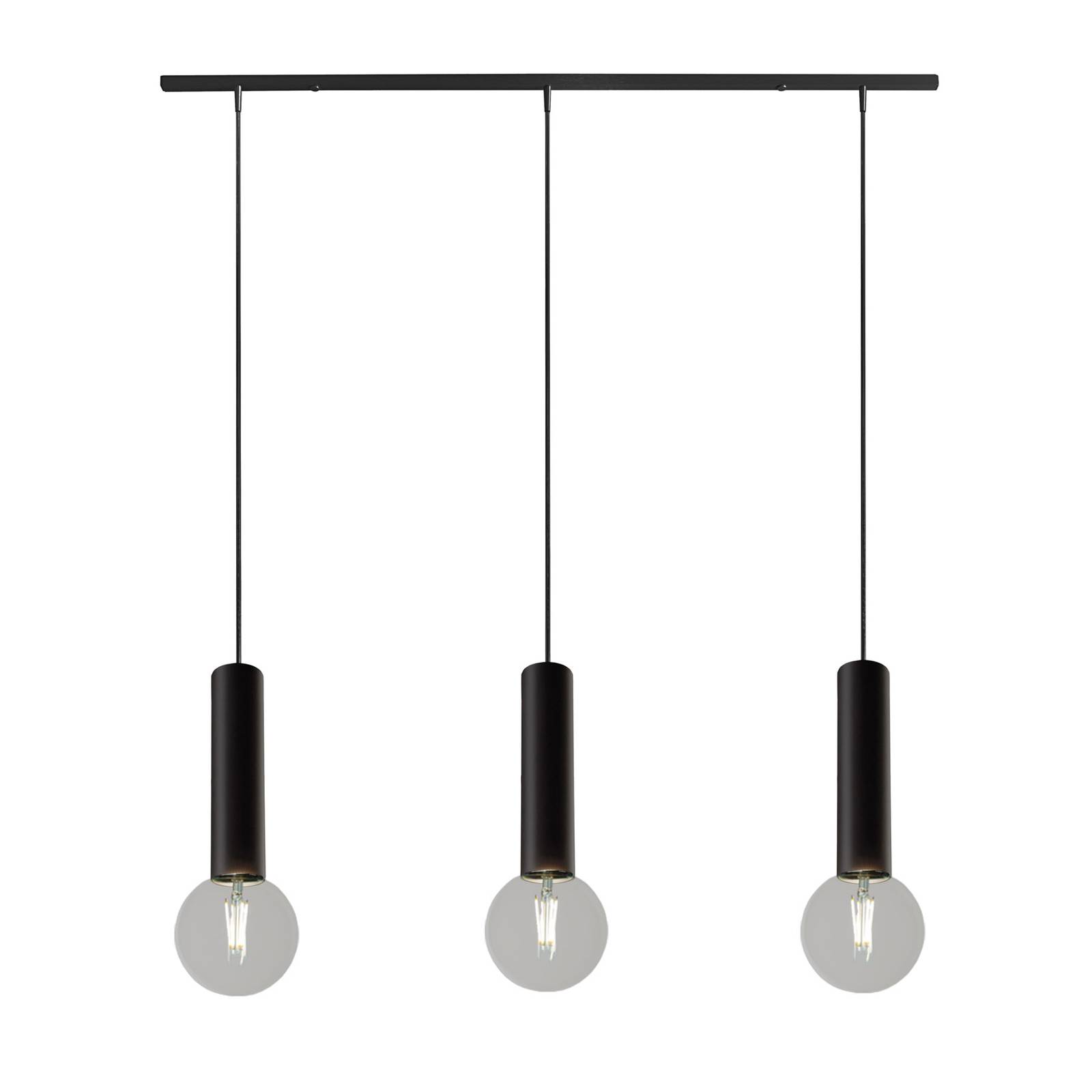 Casablanca Tubus Pendel 3 lampor svart höjd 24 cm