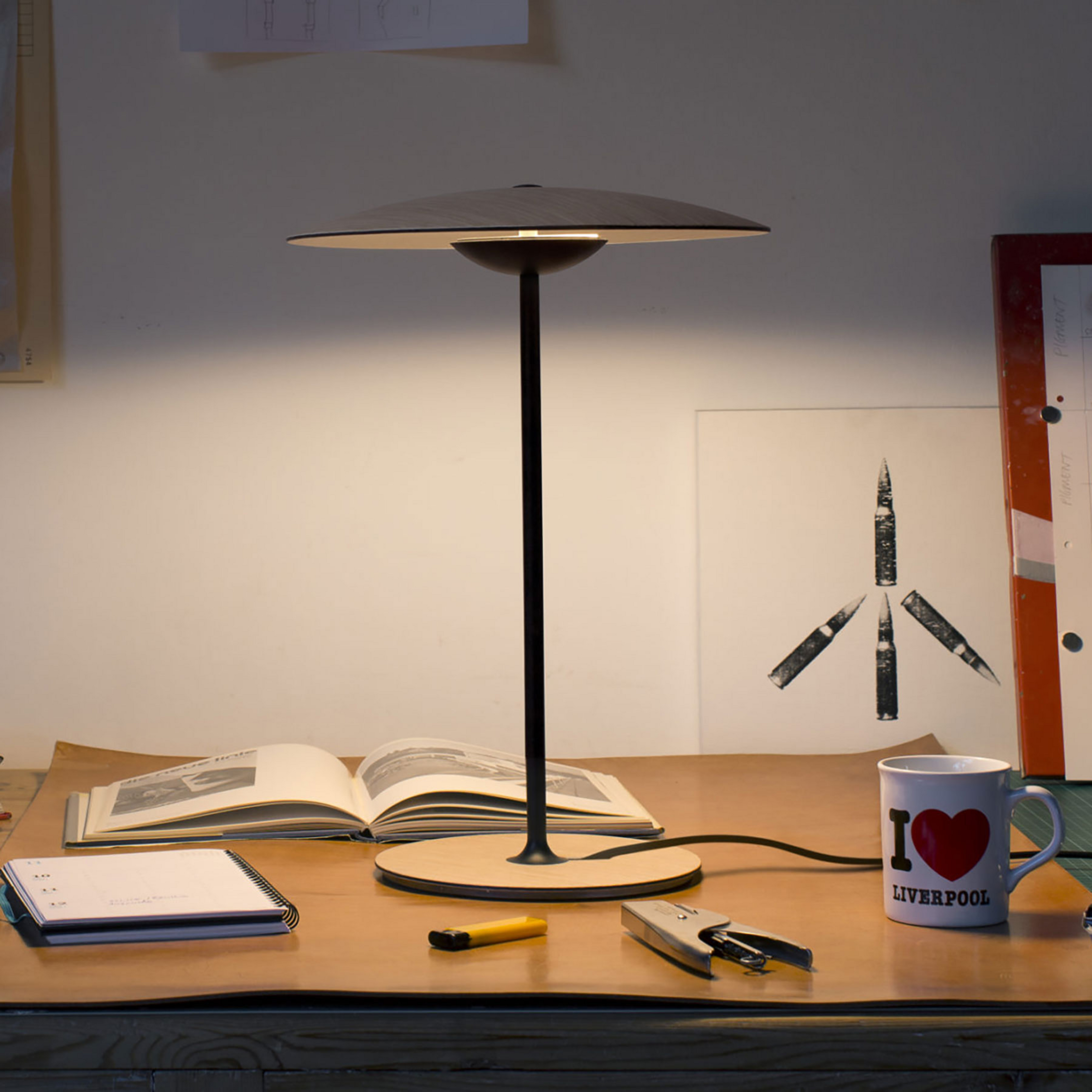 MARSET Ginger S Lampe de table LED Ø32cm chêne/blanc
