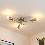Lindby Cerros ceiling lamp 3-bulb, brass