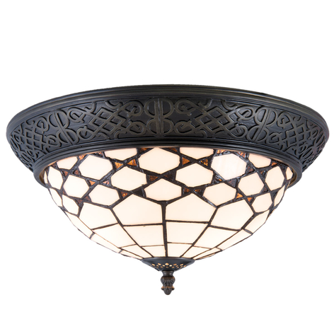 Taklampe Kisa, tiffanystil, direkte