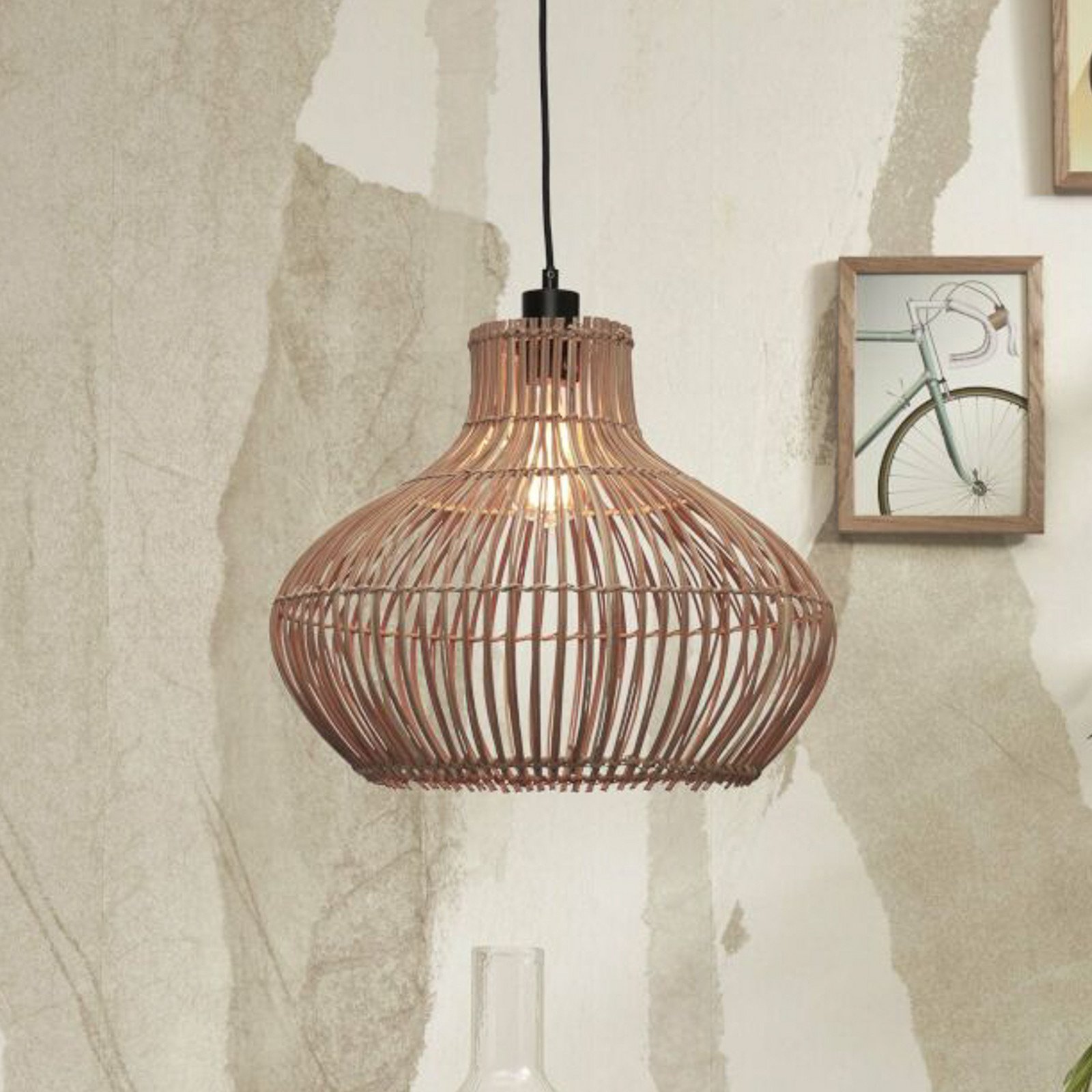 GOOD & MOJO Kalahari lampă suspendată 1 bec 35cm - Camera de zi / sufragerie - lemn deschis negru