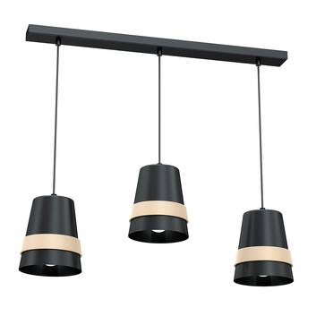 Lámpara colgante Venezia, madera, 3 luces lineal