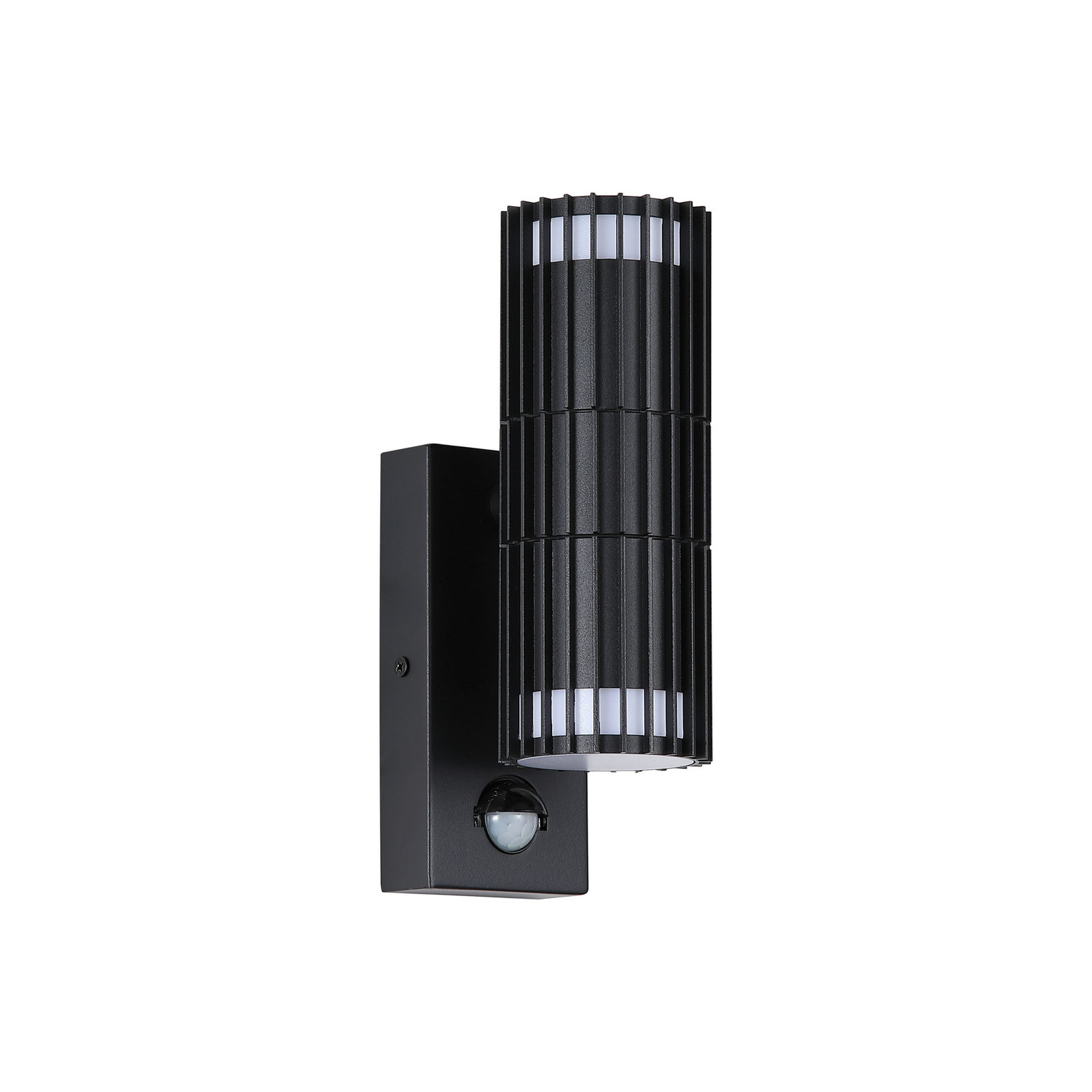Detroit outdoor wall lamp, black, height 22 cm, sensor, 2-bulb