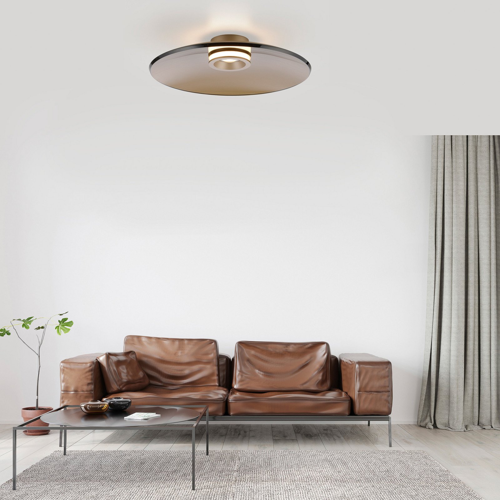 Plafonieră PURE LED Luna bronz Ø 50 cm sticlă/aluminiu - Camera de zi / sufragerie - modern - bronz bronz-transparent