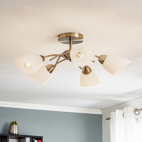 Deckenlampe Varietta mit Glasschirmen nickel 5-fl.