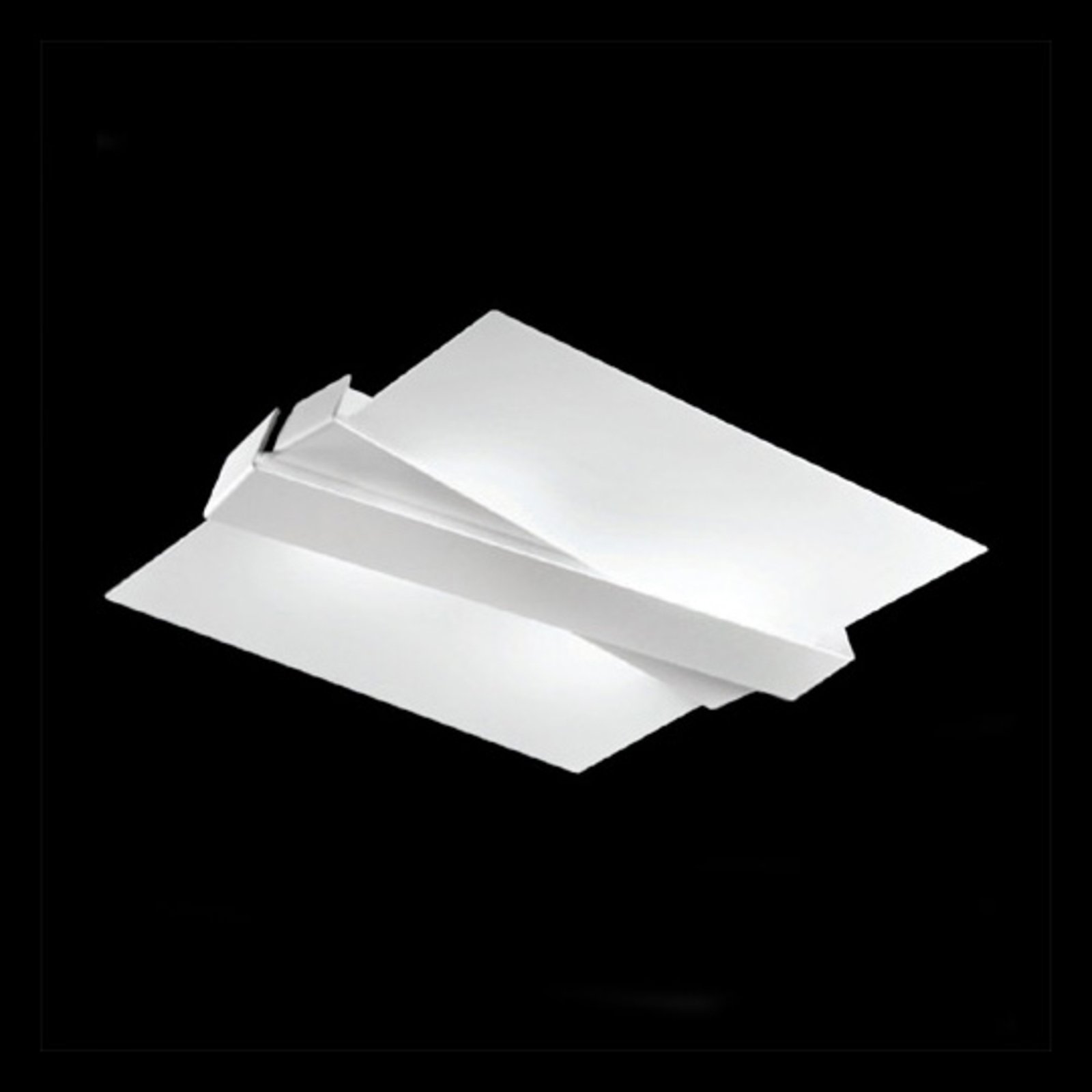 Linea Light Modern ceiling light ZIG ZAG, white, for Living / Dining Room, aluminium, glass, E27, 42 W, energy efficiency: A++, L: 56.5 cm, W: 48 cm, H: 9.4 cm