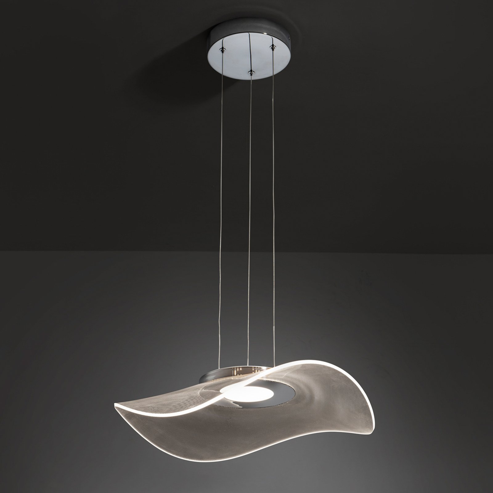 Lámpara colgante LED Vento, cromo/transparente