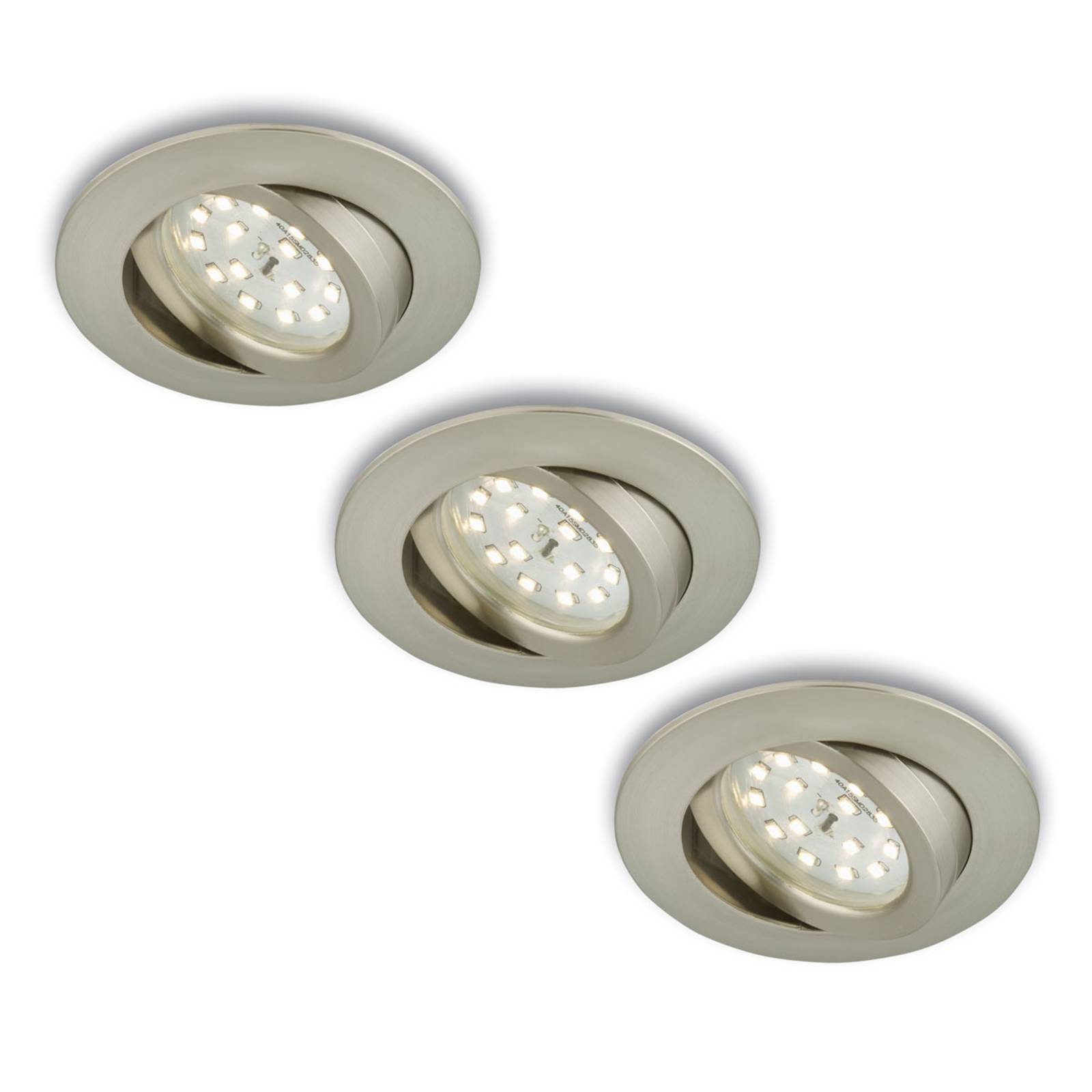 Briloner Spot encastré LED rotatif en set de 3 nickel mat