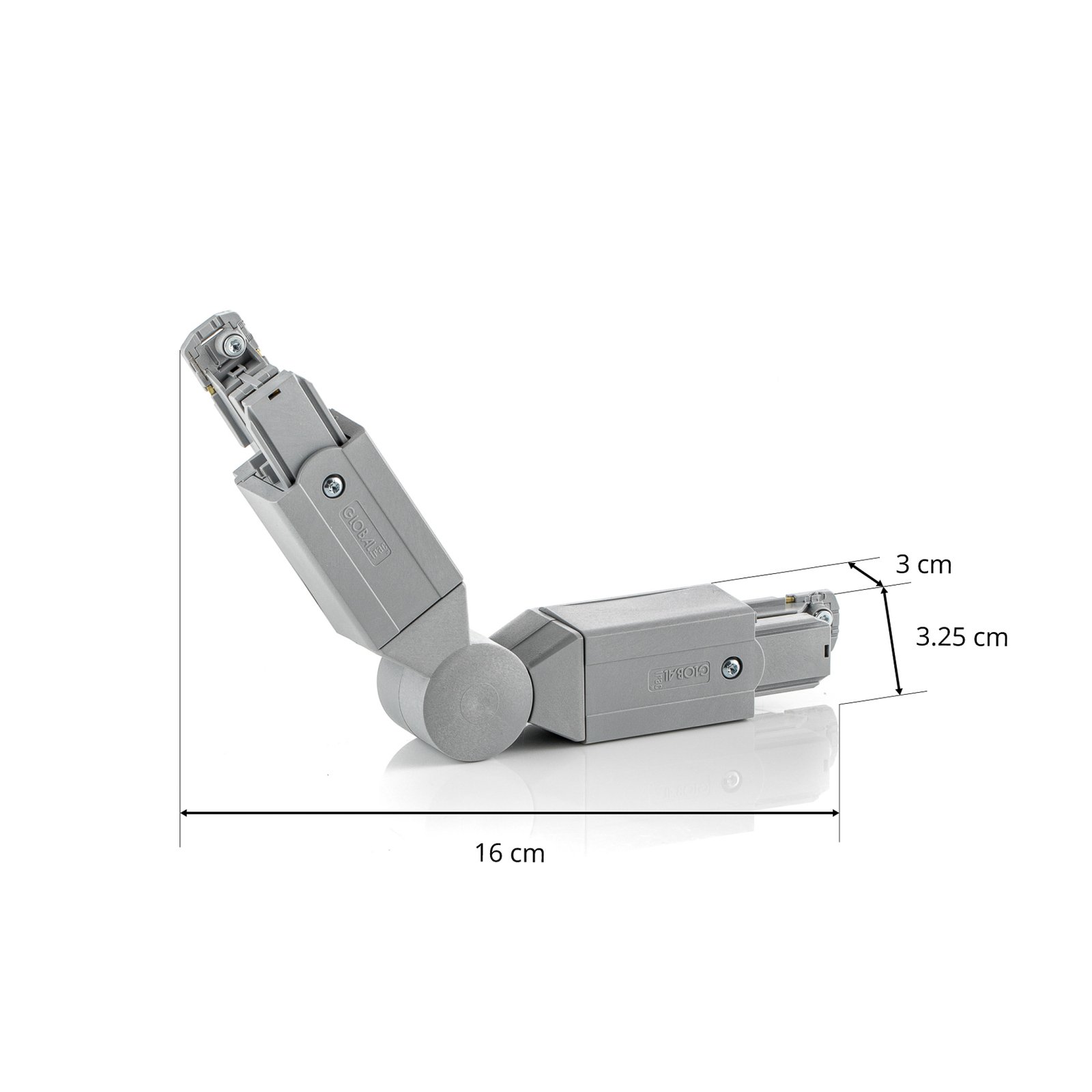 Angle connector for HV track system Noa, grey