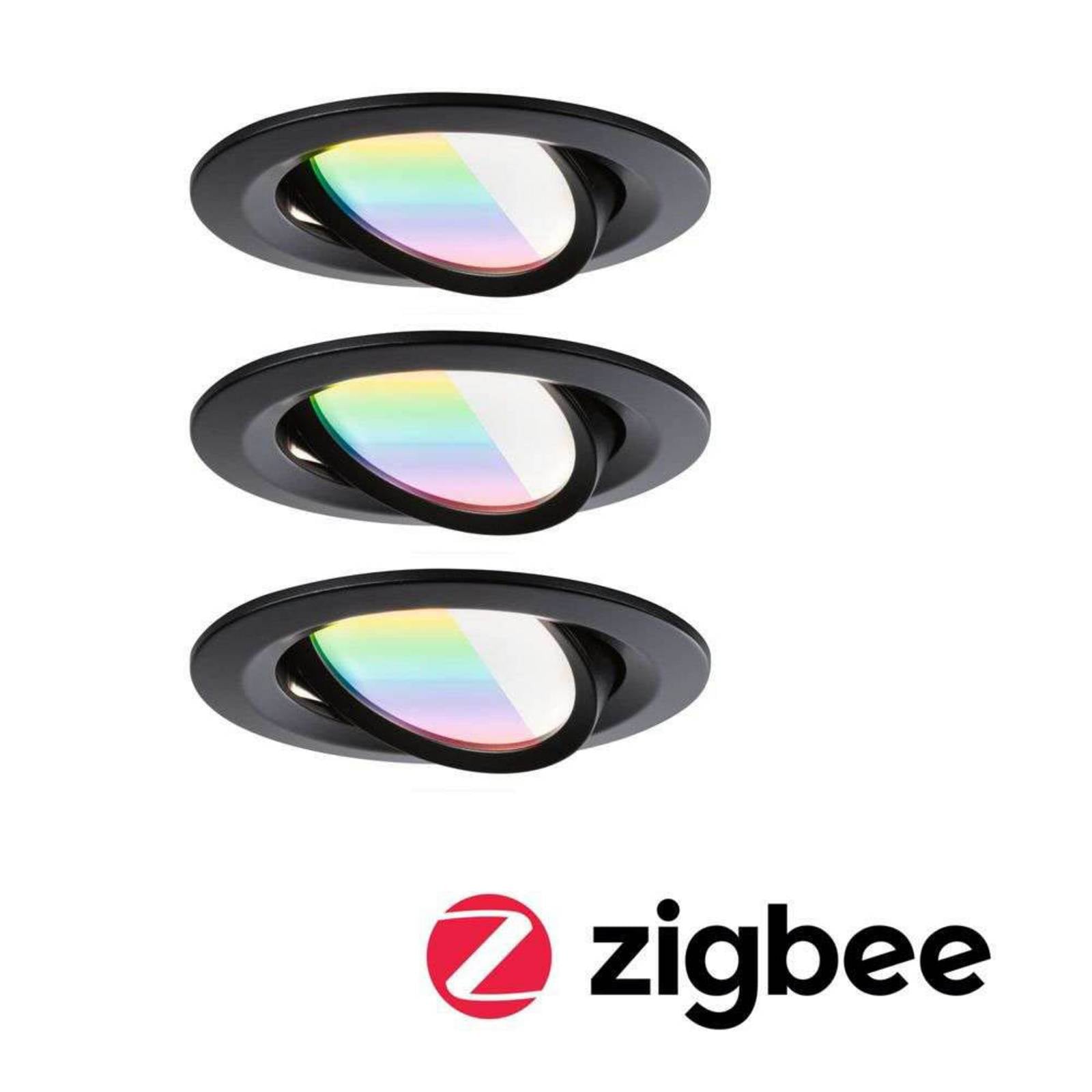 Paulmann LED encastrable Nova Coin Smart noir RGBW, lot de 3, 8,4 cm