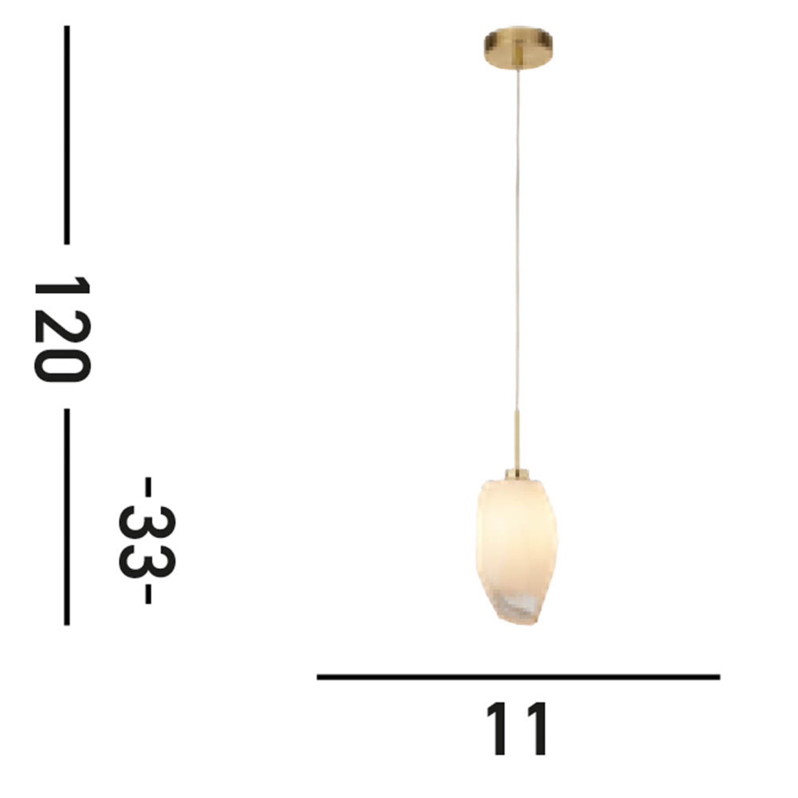 Rocky pendant light, 1-bulb, brass-coloured, steel, glass