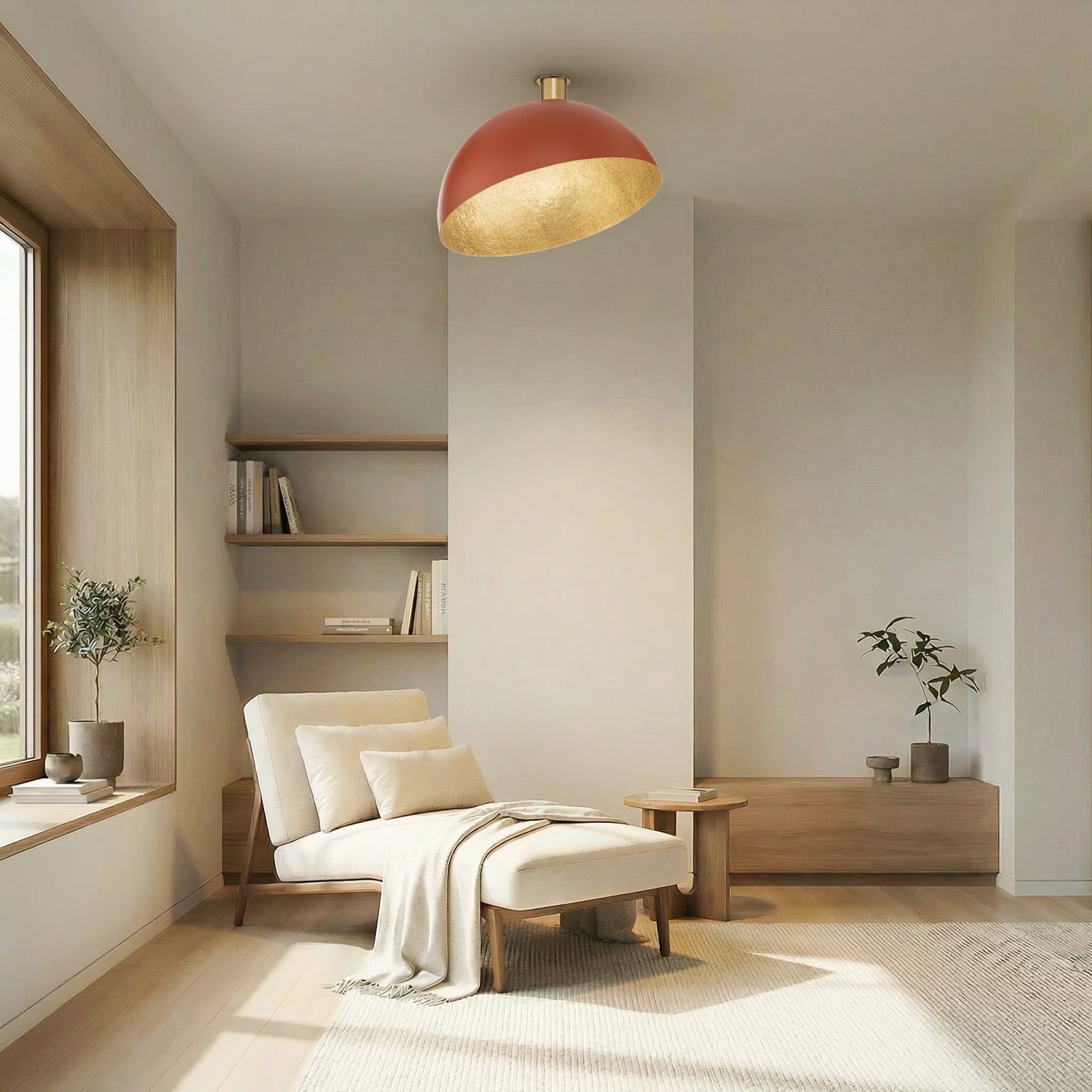 Deckenleuchte Sfera, Ø 50cm, rot/gold, Metall, E27