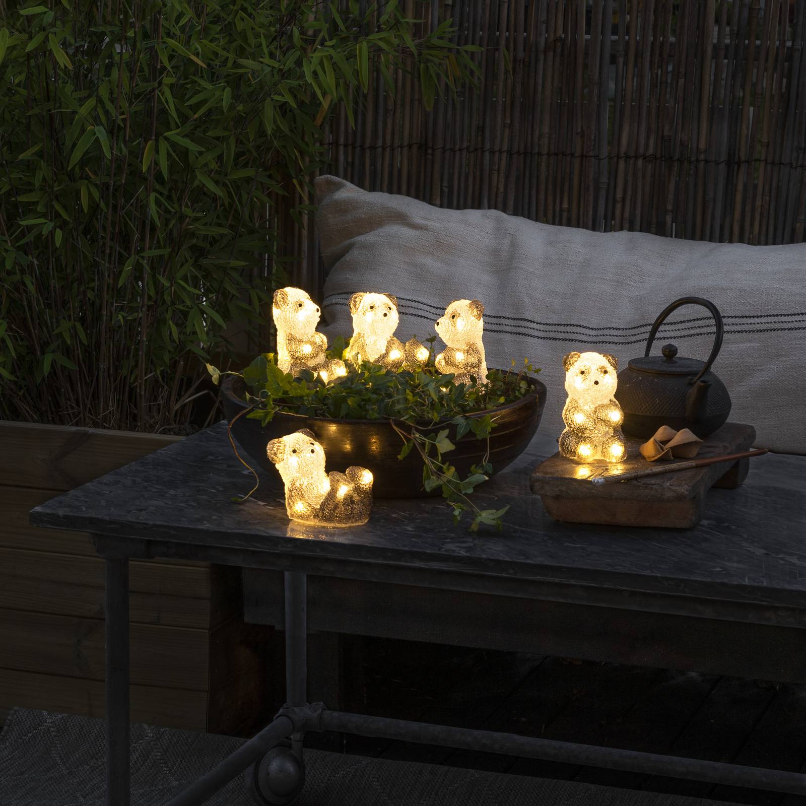 Panda LED világító figura, 5 darabos fényfüzér