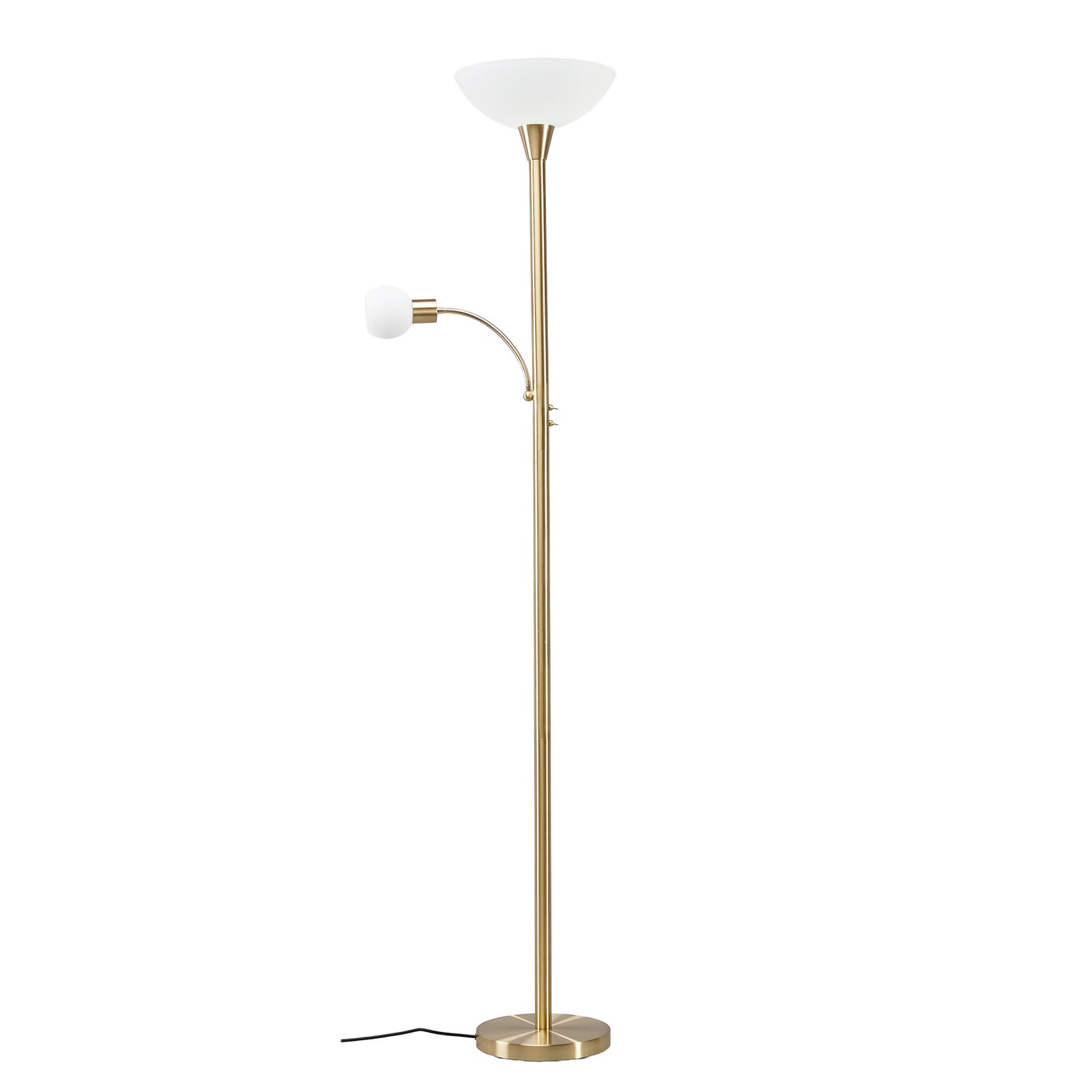 Lindby golvlampa Elaina, läslampa, mässing, 183 cm, E27
