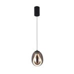 Lampada LED a sospensione Melanie, Ø 16 cm, grigio fumo/nero, vetro