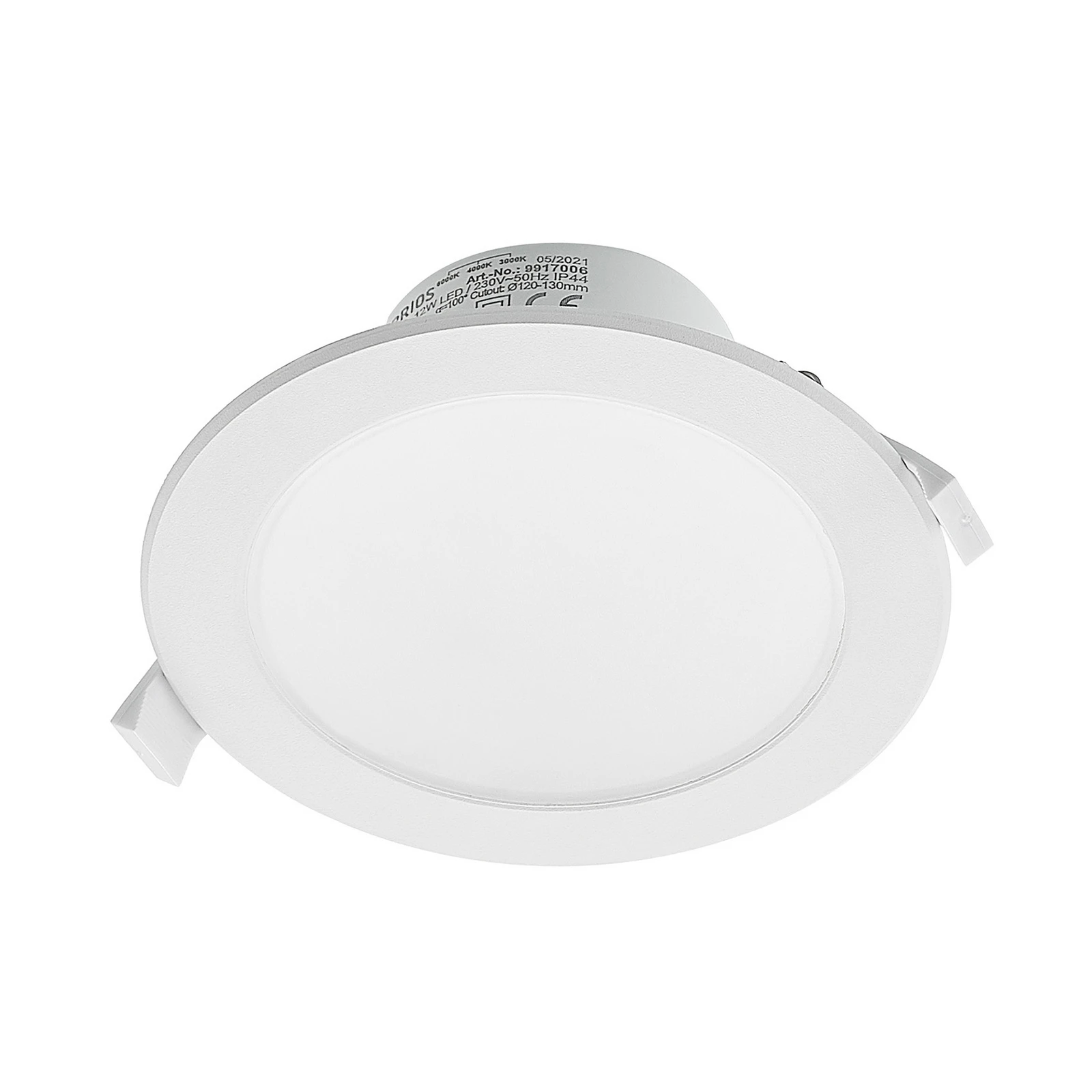 Prios LED-Einbaustrahler Rida, weiß. Ø 15 cm, CCT, IP44