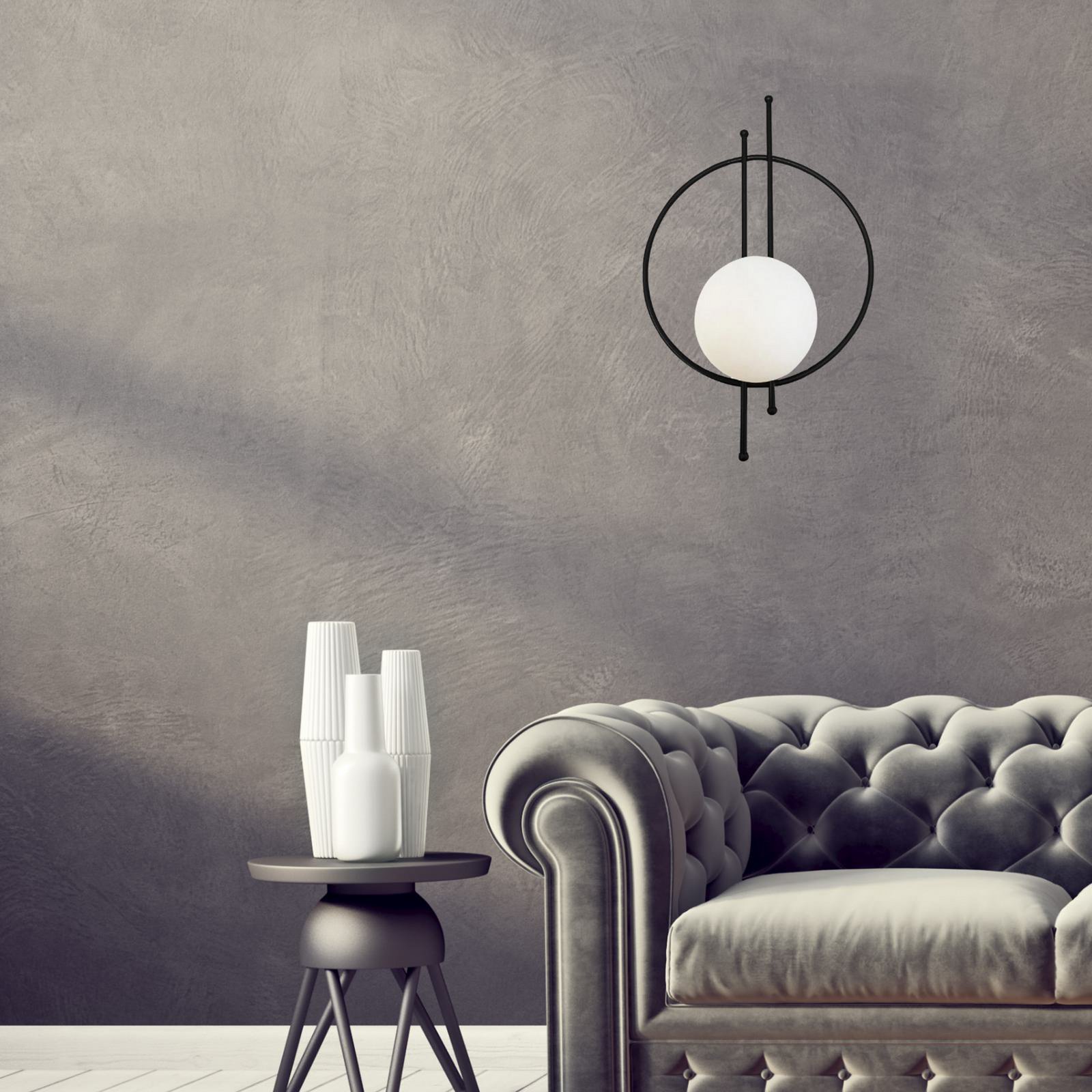 Vintoise vägglampa, svart, glas/metall, höjd 55 cm Vintoise vägglampa, svart, glas/metall, höjd 55 cm