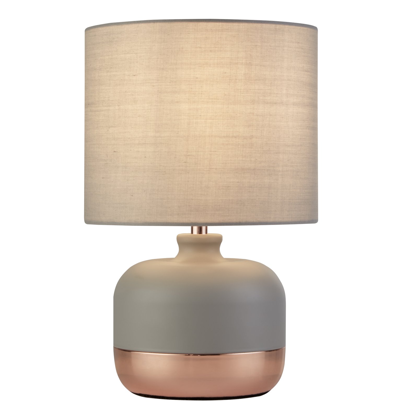 Tischleuchte Tamsin, grau, Metall/Textil, Höhe 27 cm, E14