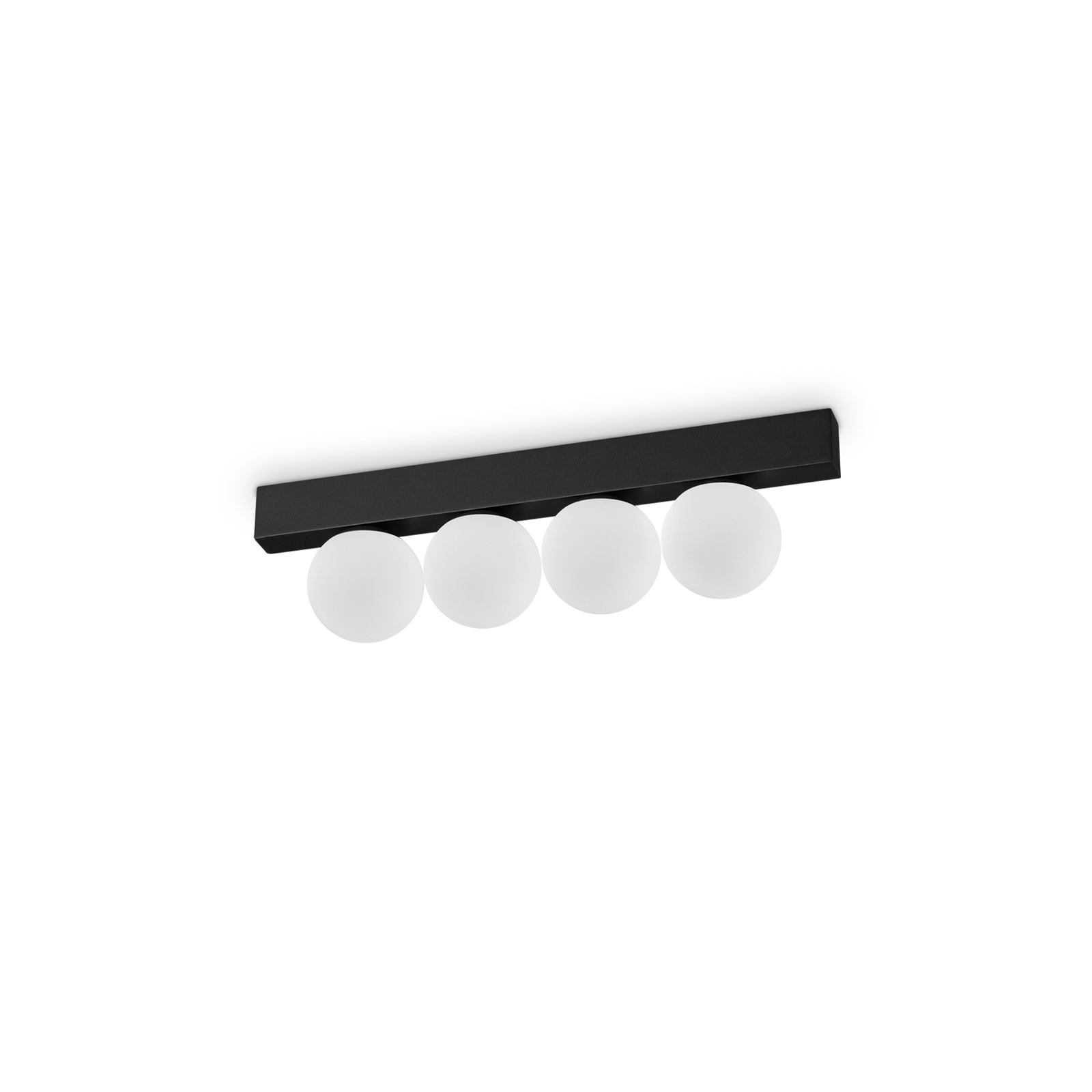 Ideal Lux LED φωτιστικό οροφής Ping Pong μαύρο 4-φωτο, οπαλίσιο γυαλί