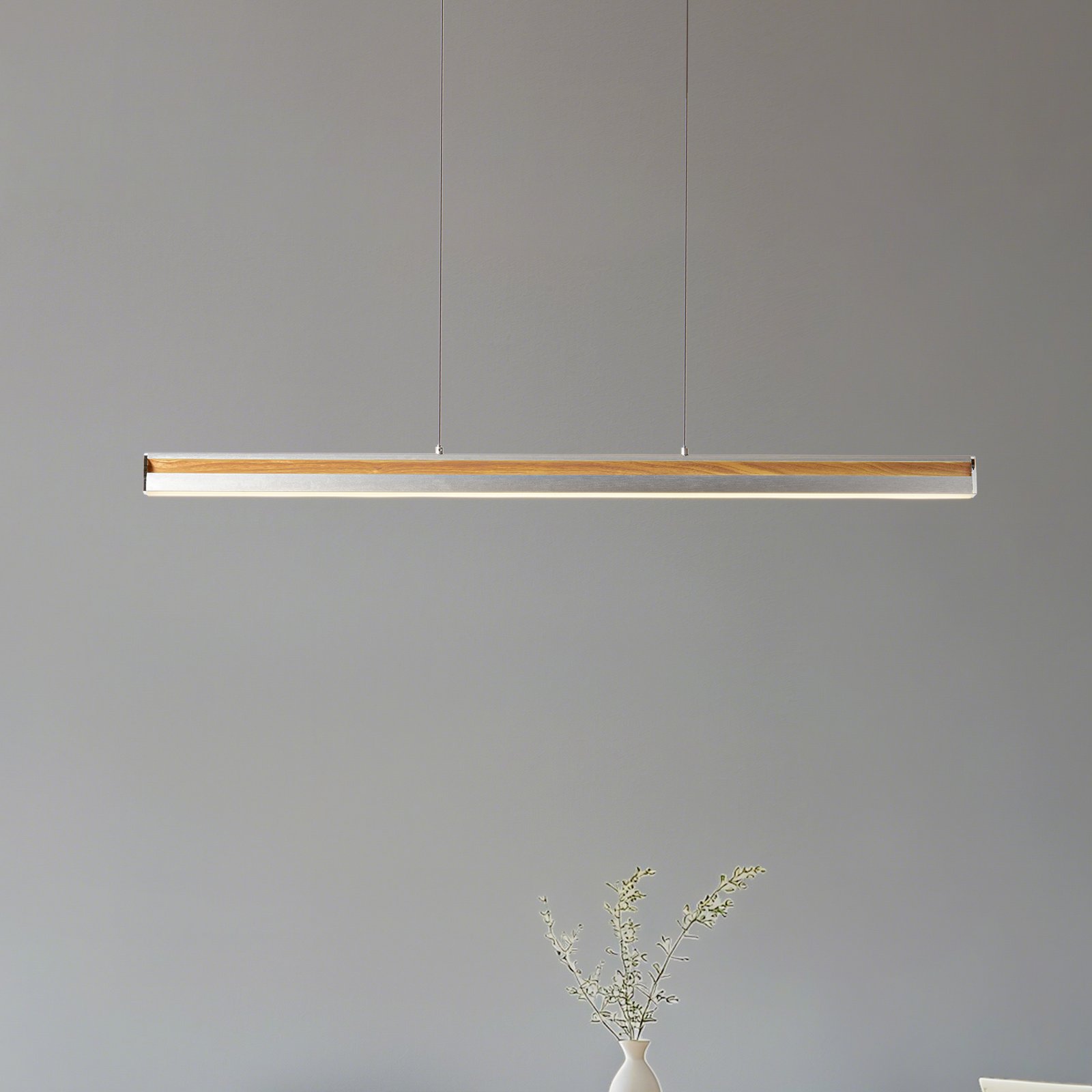 Lutana LED-Hängeleuchte 101 cm rosegold/holz - Lucande Lutana LED-Hängeleuchte 101 cm rosegold/holz - Lucande