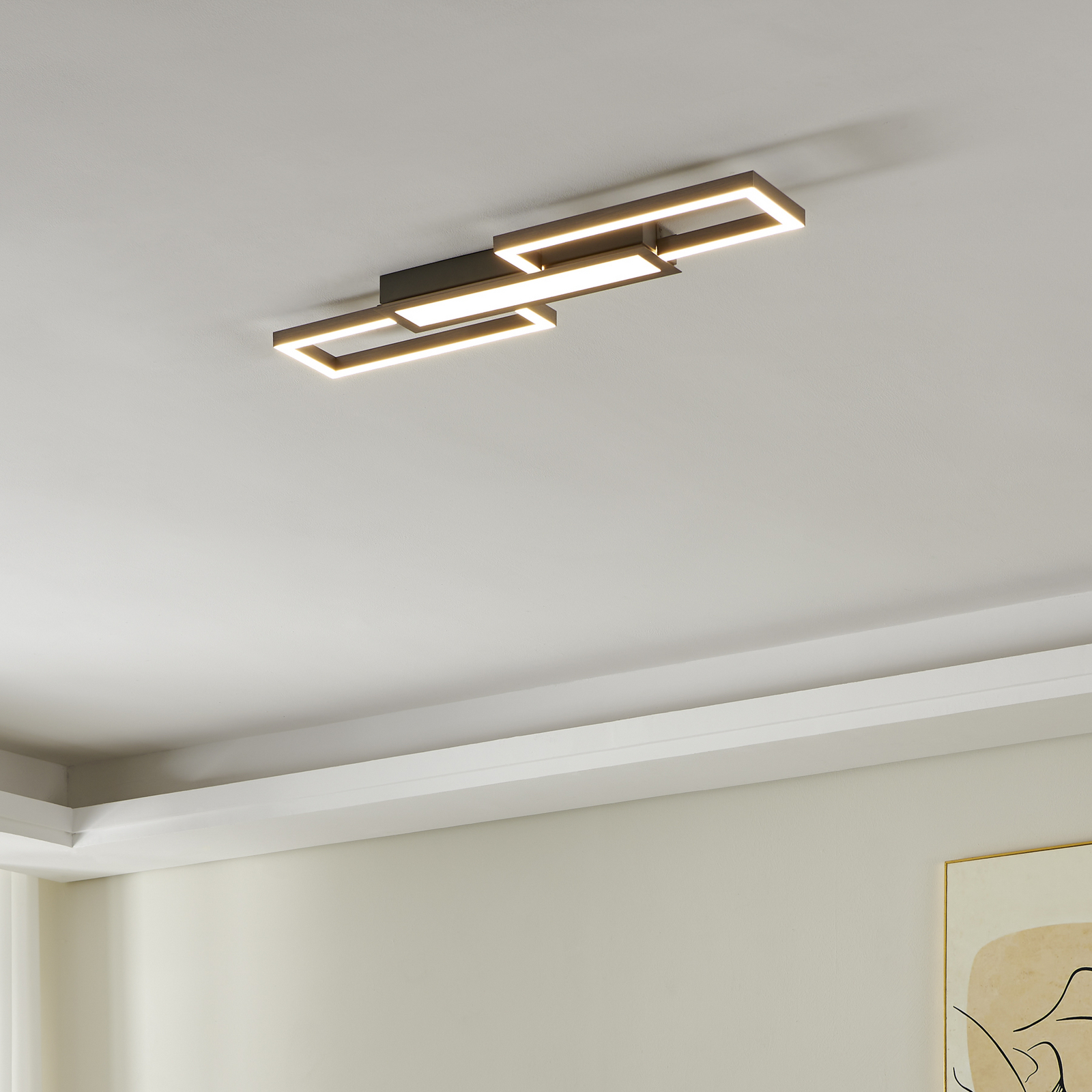 Plafonieră LED Monirote, nichel mat, lungime 78 cm, aluminiu, CCT