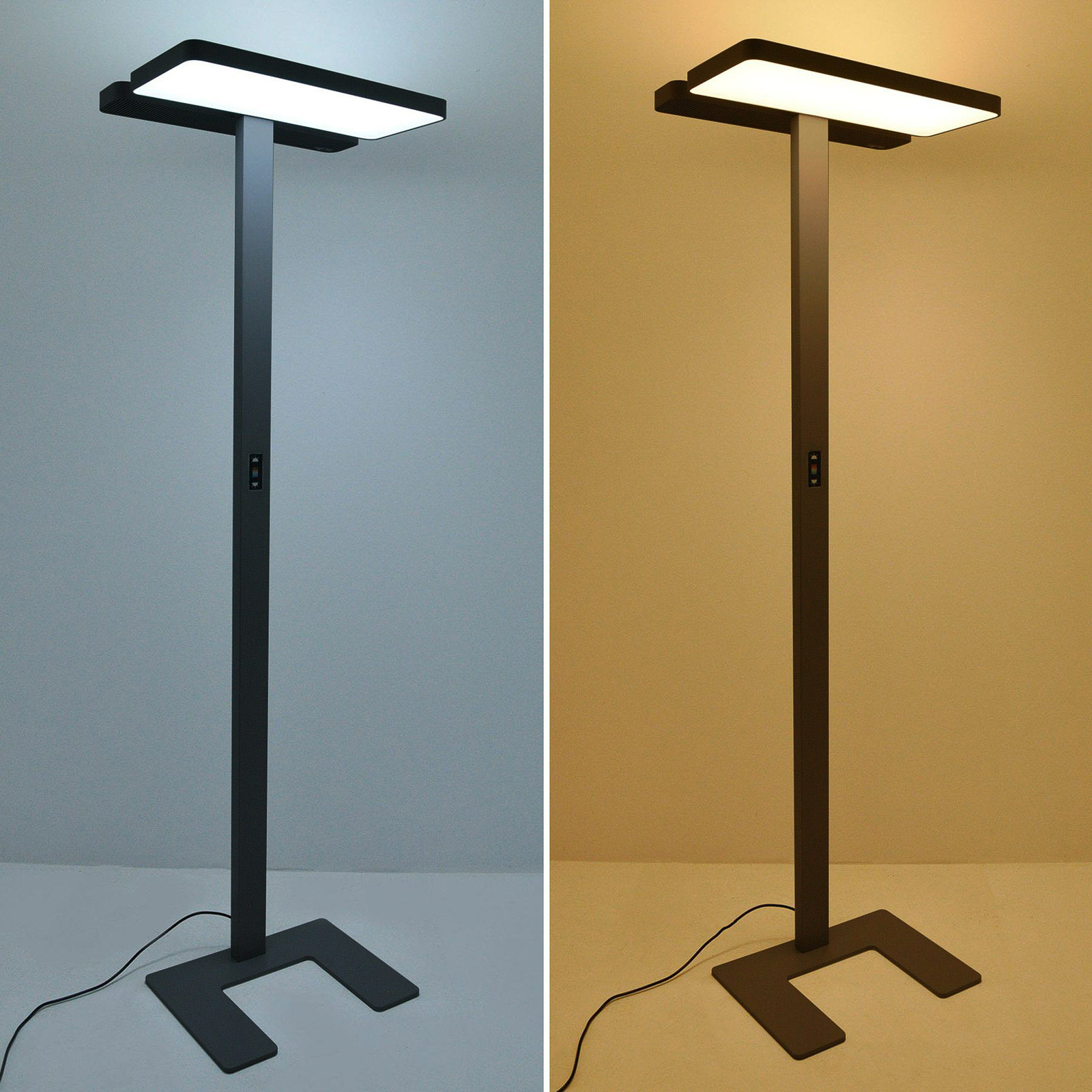 Lampa stojąca biurowa LED Arcchio Aila, czarna, czujnik światła dziennego