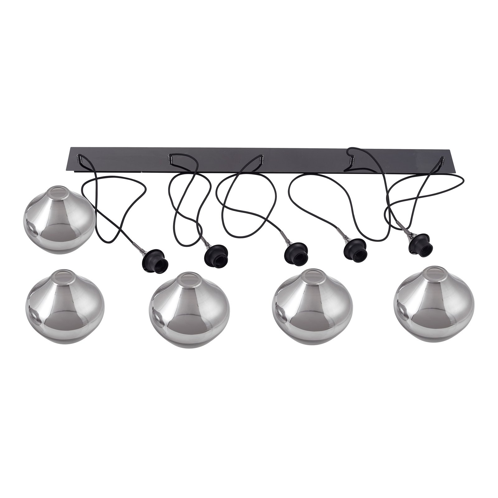 Lucande Suspension Jarven, à 5 lampes, noir, verre