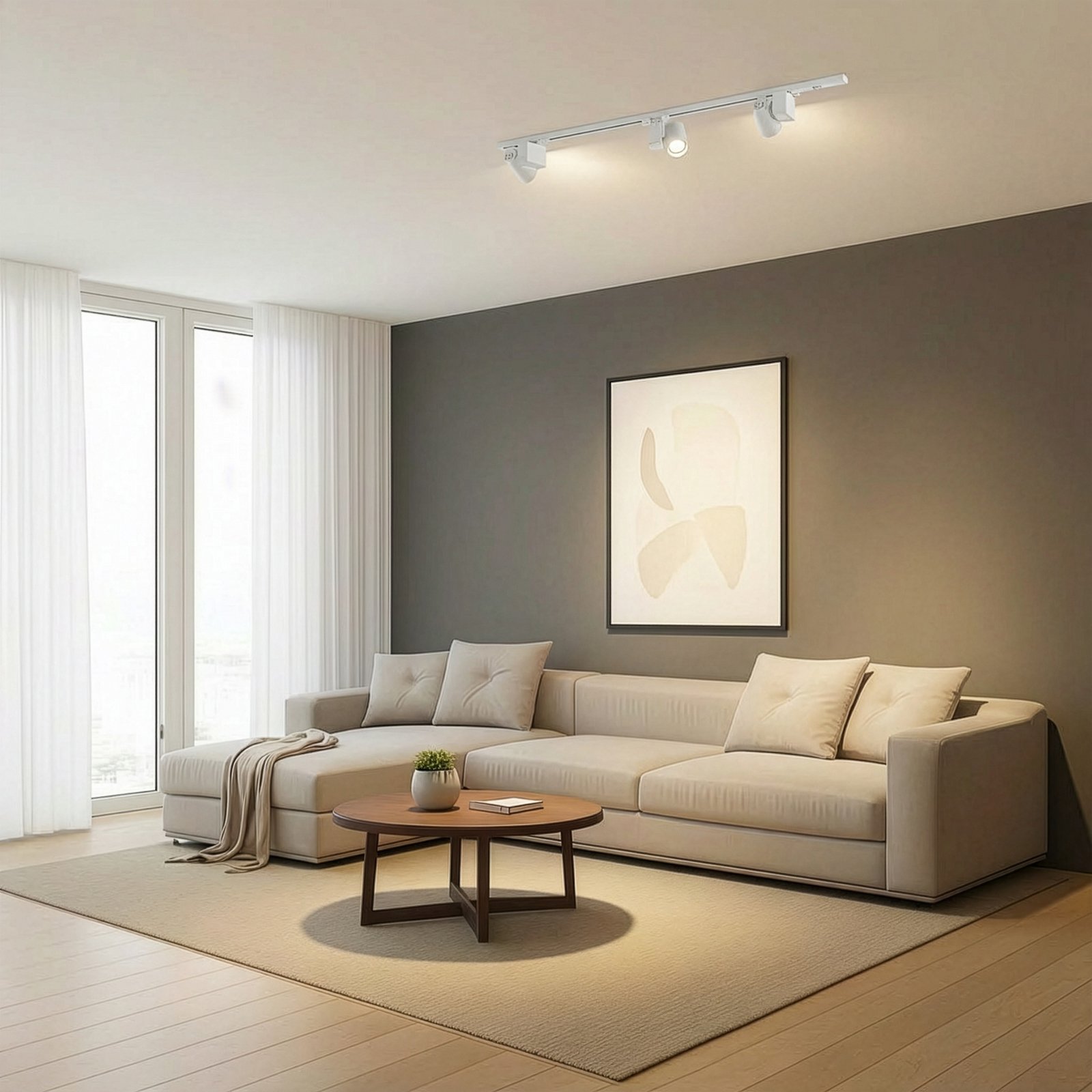 Sistem de șine Lindby Linaro, set de 3 Brinja, LED, alb