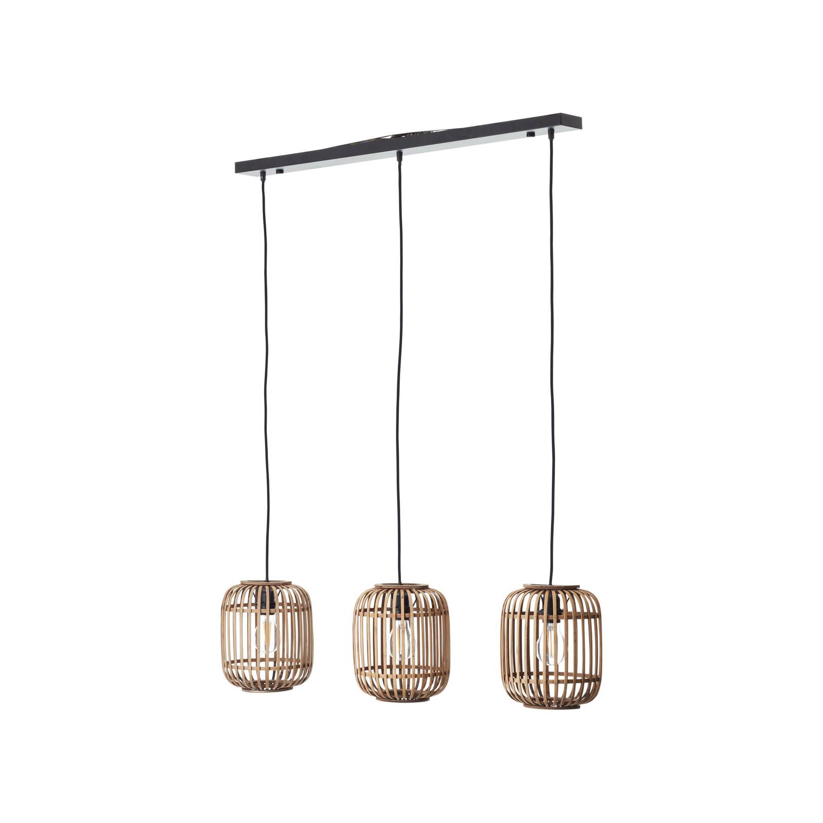 Lampa wisząca Woodrow, długość 105 cm, jasne drewno, 3-punktowa, bambus