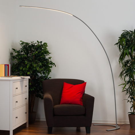 Srebrna lampa stojąca LED DANUA