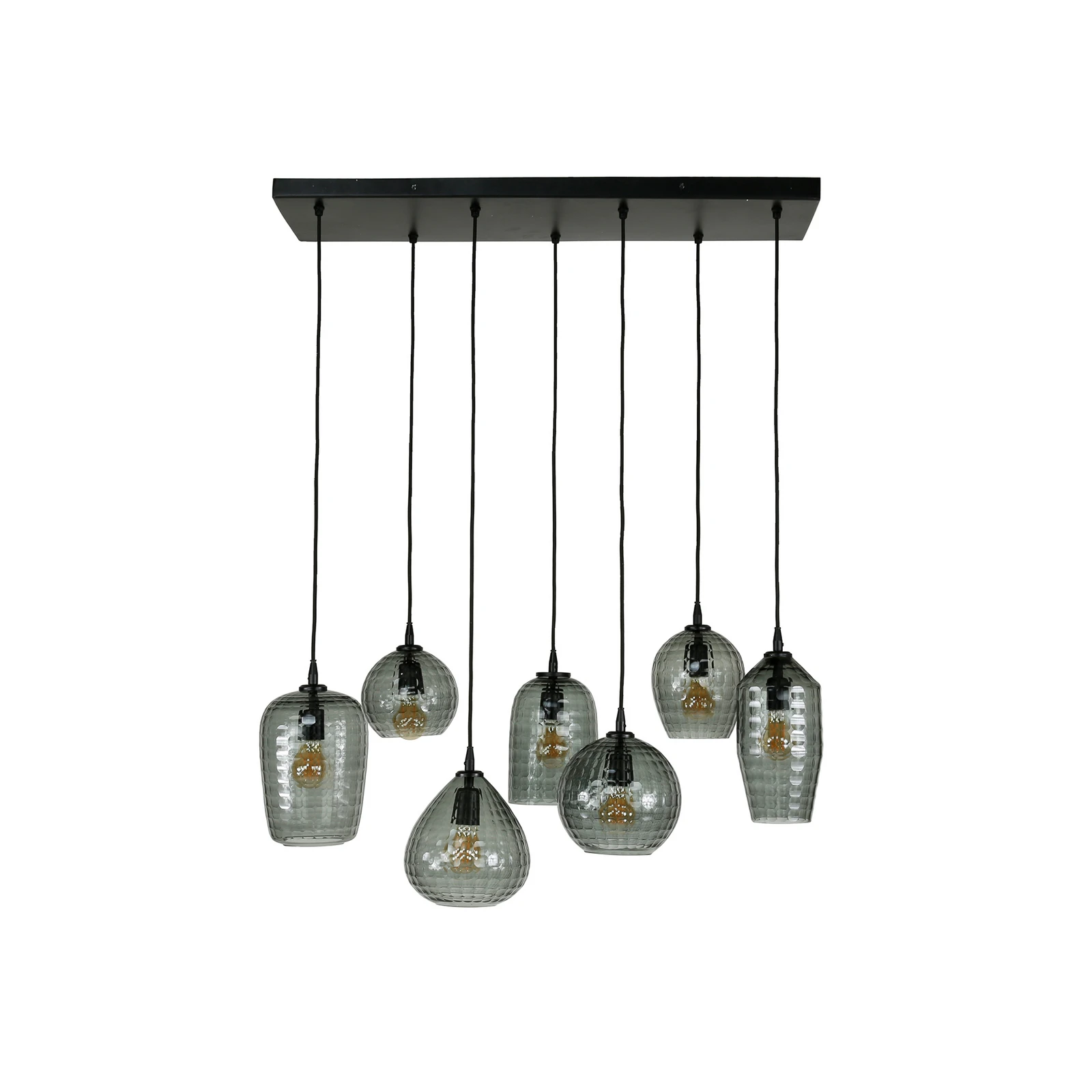Suspension Vanderberg abat-jour verre à 7 lampes