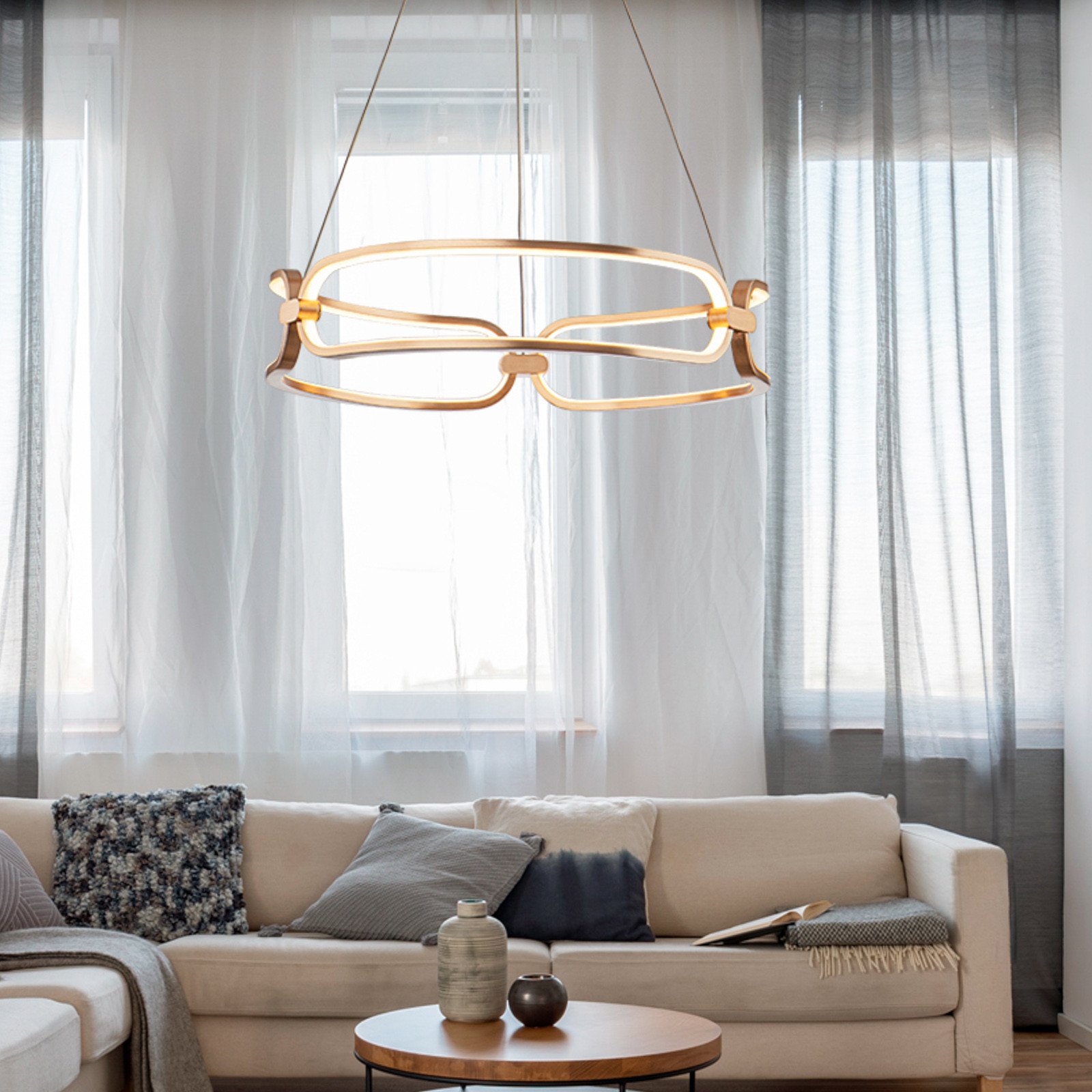 Schuller Valencia Lampă suspendată LED Colette 3 becuri auriu-rosé - Camera de zi / sufragerie - modern - rosé-auriu alb opal - Metal