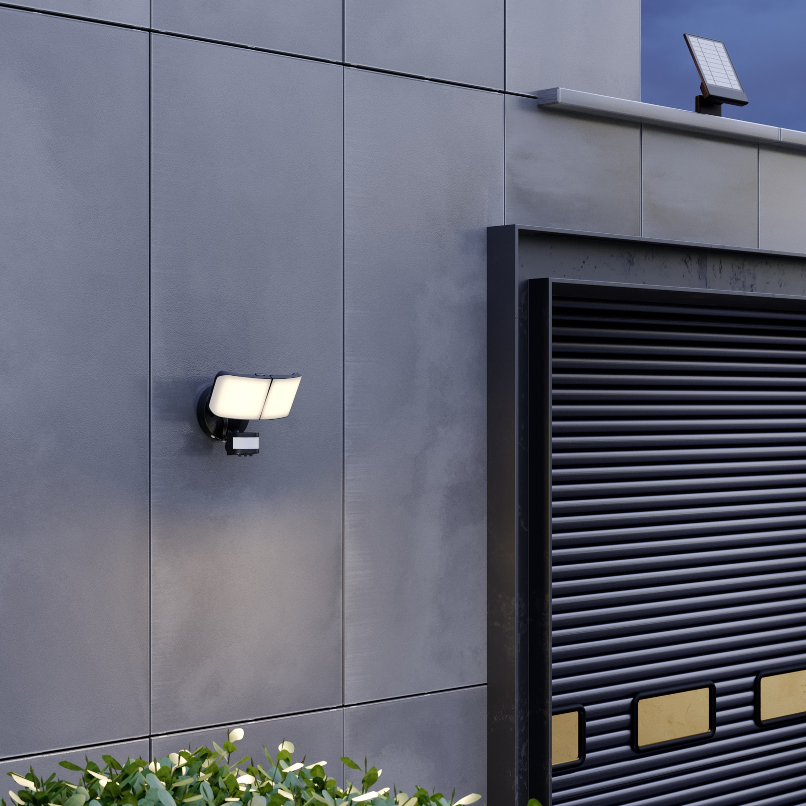 Prios Omino LED solar wall spotlight with sensor