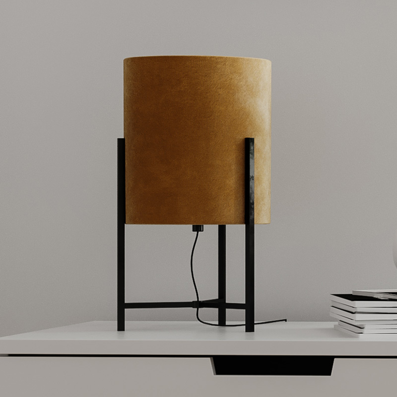 By Rydéns Honey table lamp, gold, for Living / Dining Room, metal, velvet, E27, 40 W, energy efficiency: A++, H: 38 cm