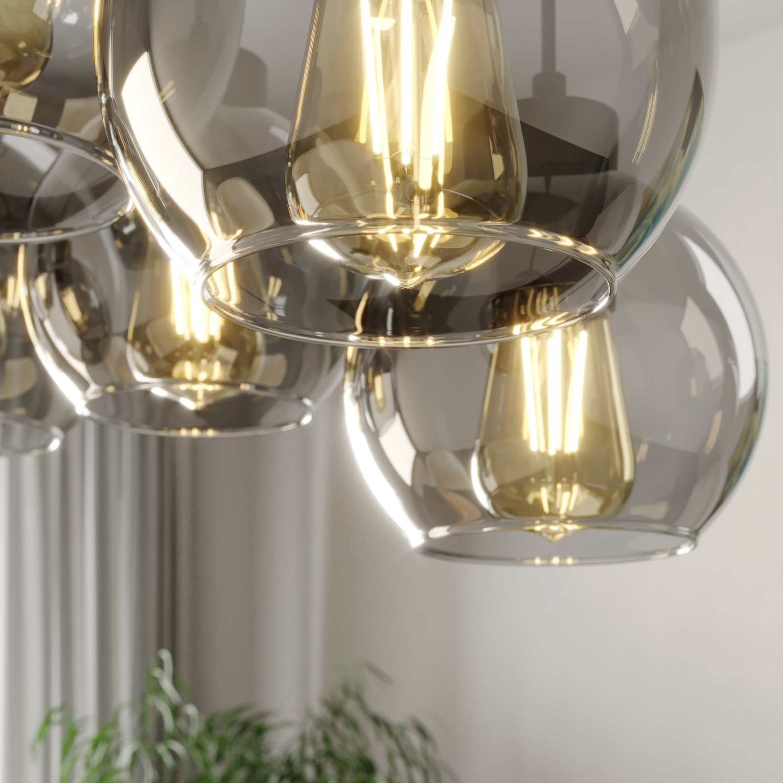Cubus Hängelampe 95 cm lang8-flammig rauchgrau Glas