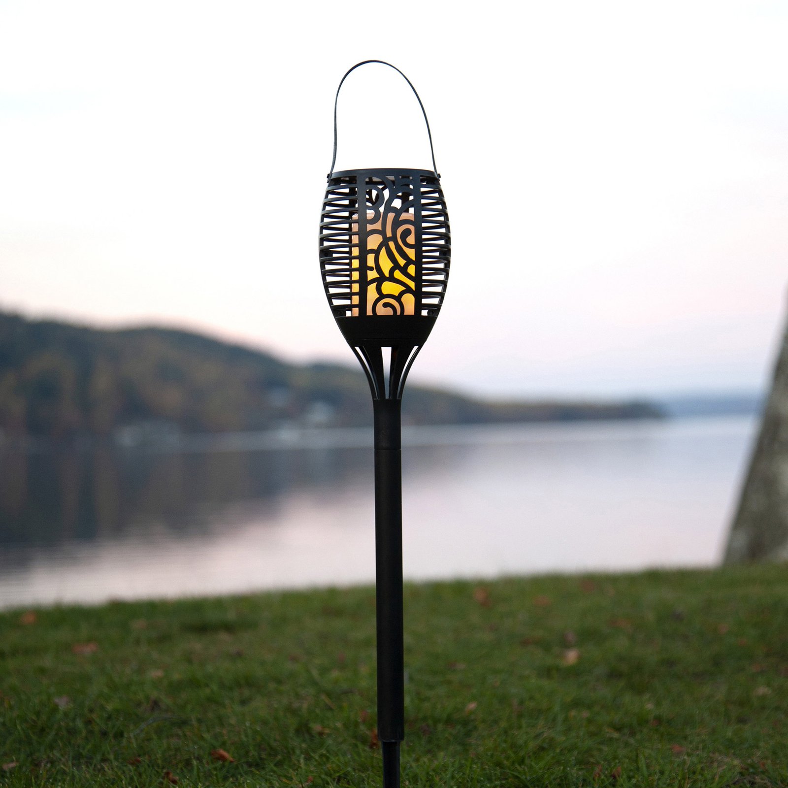 Flame LED lamp op zonne-energie, drie gebruiksmogelijkheden, 42 cm
