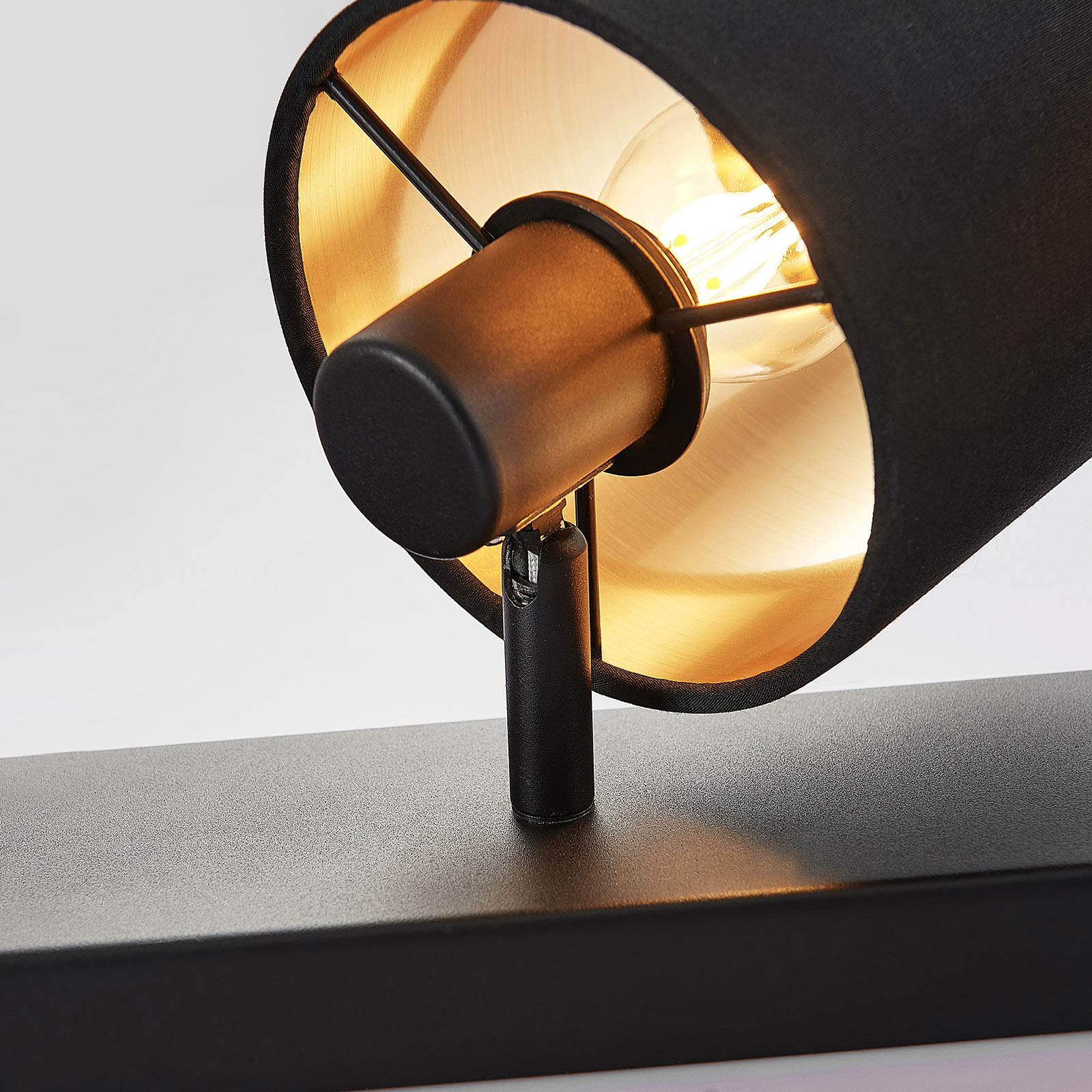 Plafonnier Vasilia en tissu en noir-or, 4 lampes