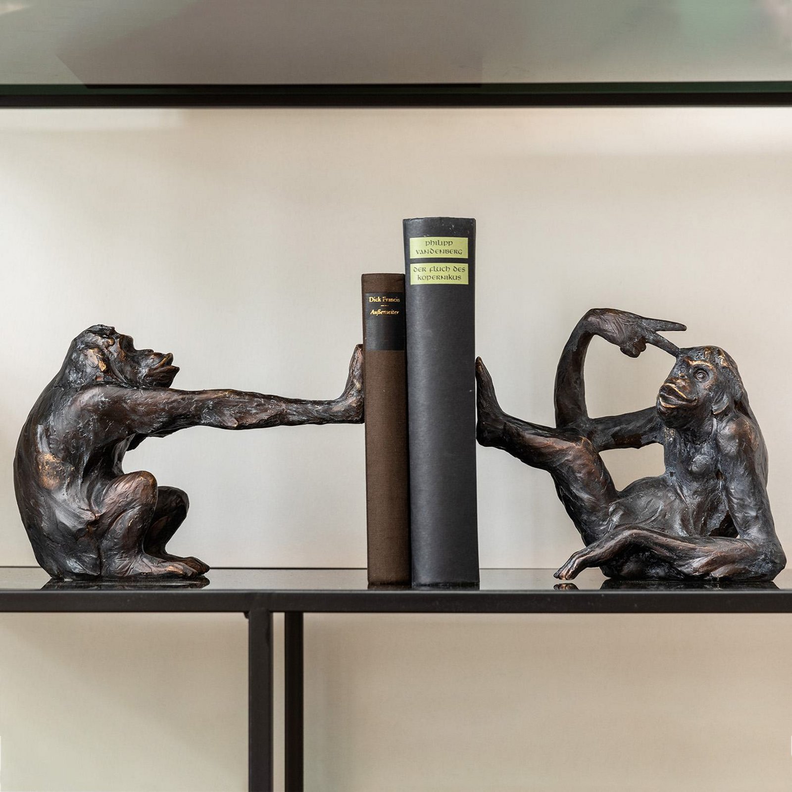 KARE Bookend Monkey, polyresin, czarny, zestaw 2 sztuk