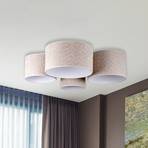 Bouclé ceiling light with 4 lampshades, ecru