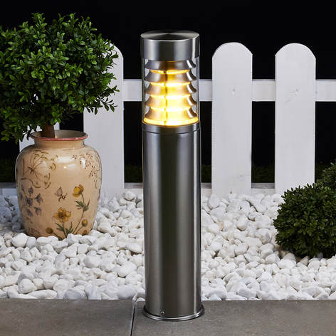 Lampada base Enja acciaio inox, con listelli