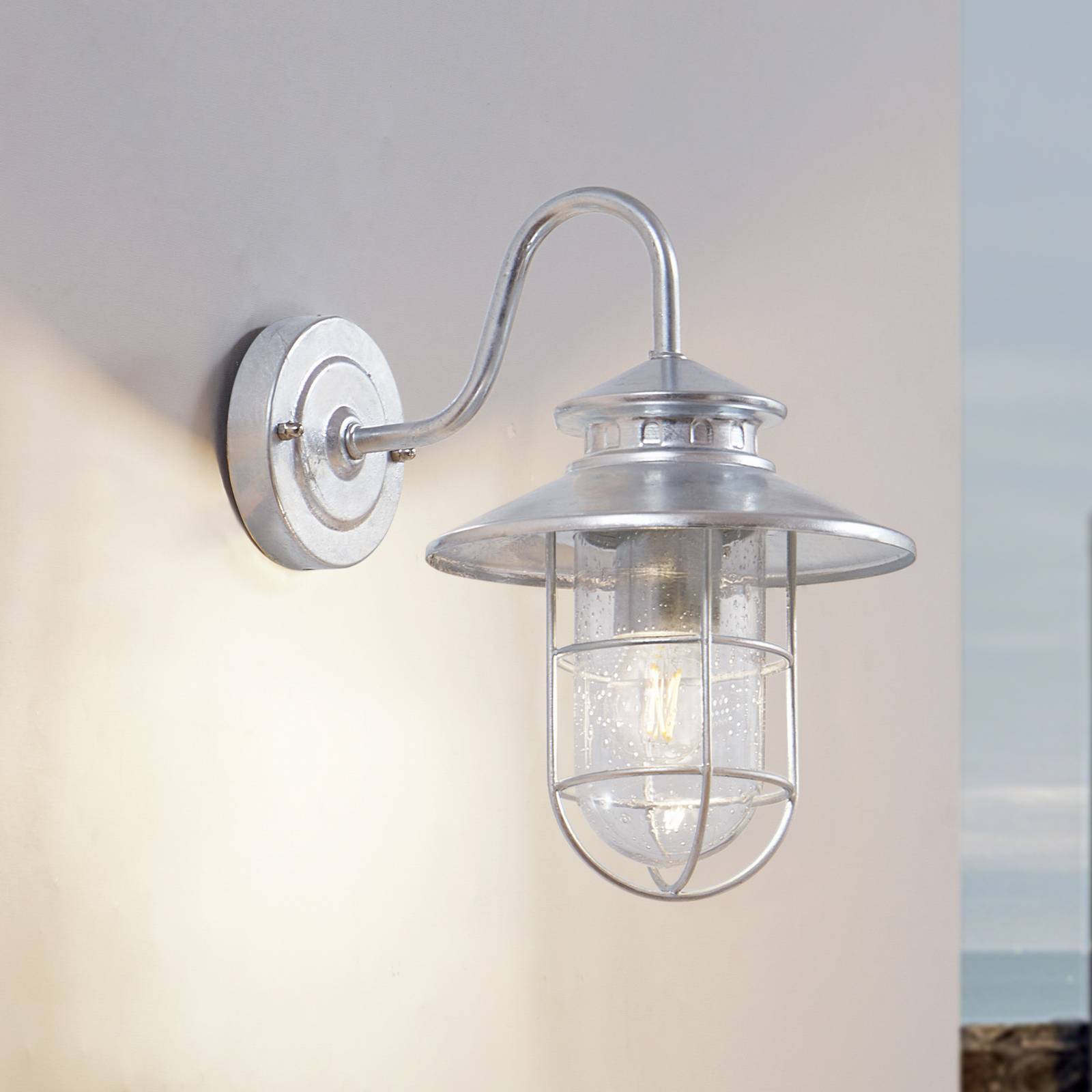 Lindby utomhusvägglampa Celinor silver stål Ø 15 cm