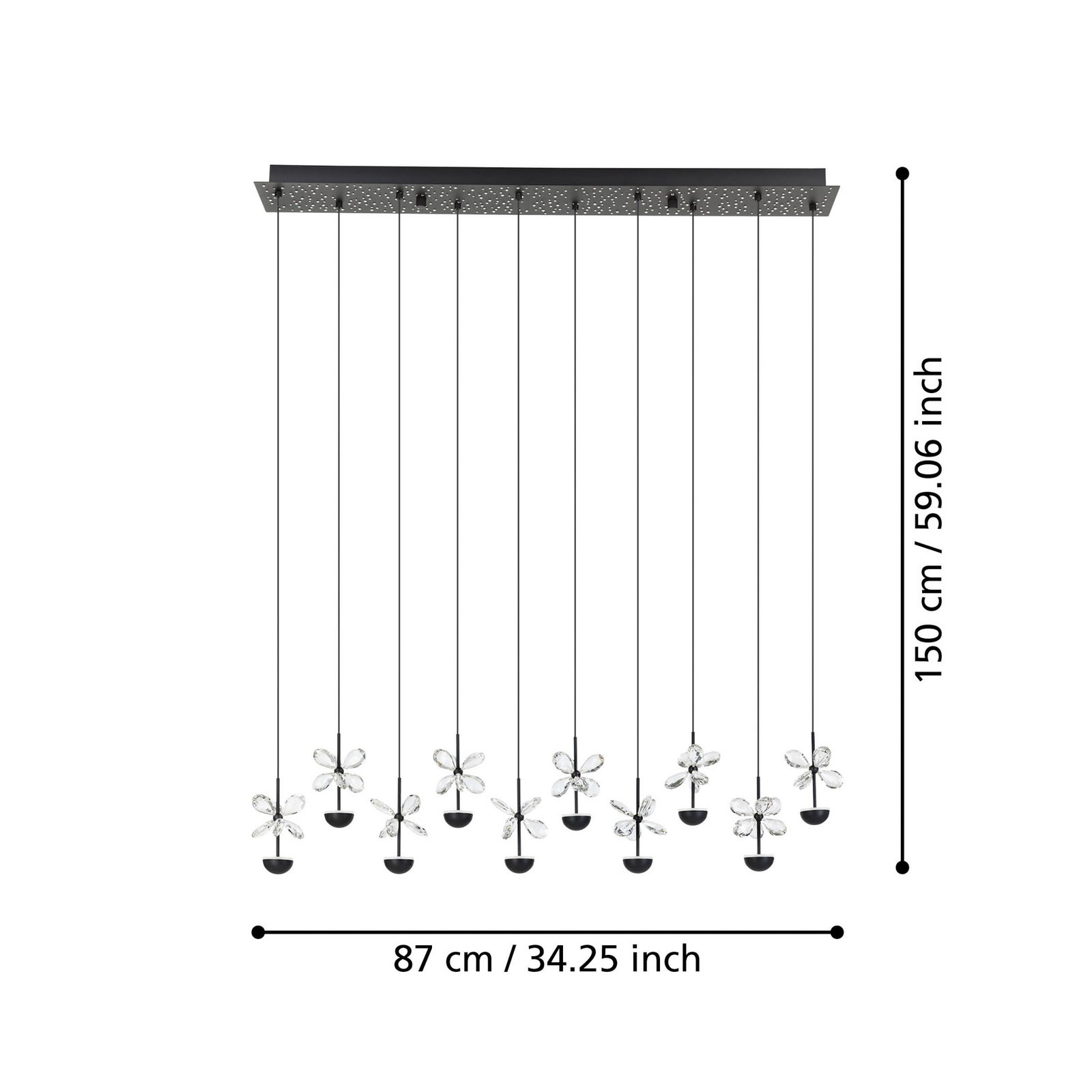 EGLO Stars Of Light LED pendant lamp Pianopoli, black, L. 87 cm