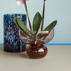 Wazon Hübsch Show, kolor różowy/bursztynowy, szkło, Ø 25 cm