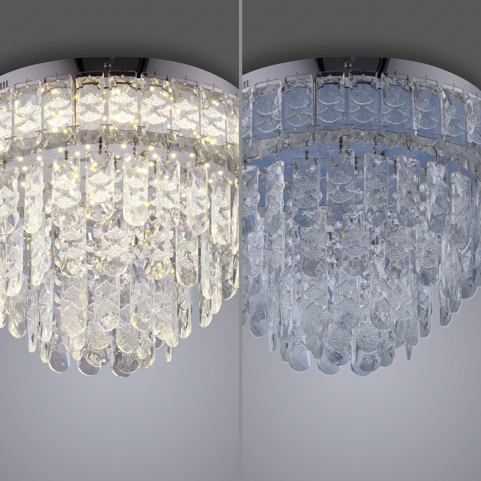 Lampa sufitowa LED Kulunka, chrom/przezroczysta, żelazo/szkło, 4 000 K