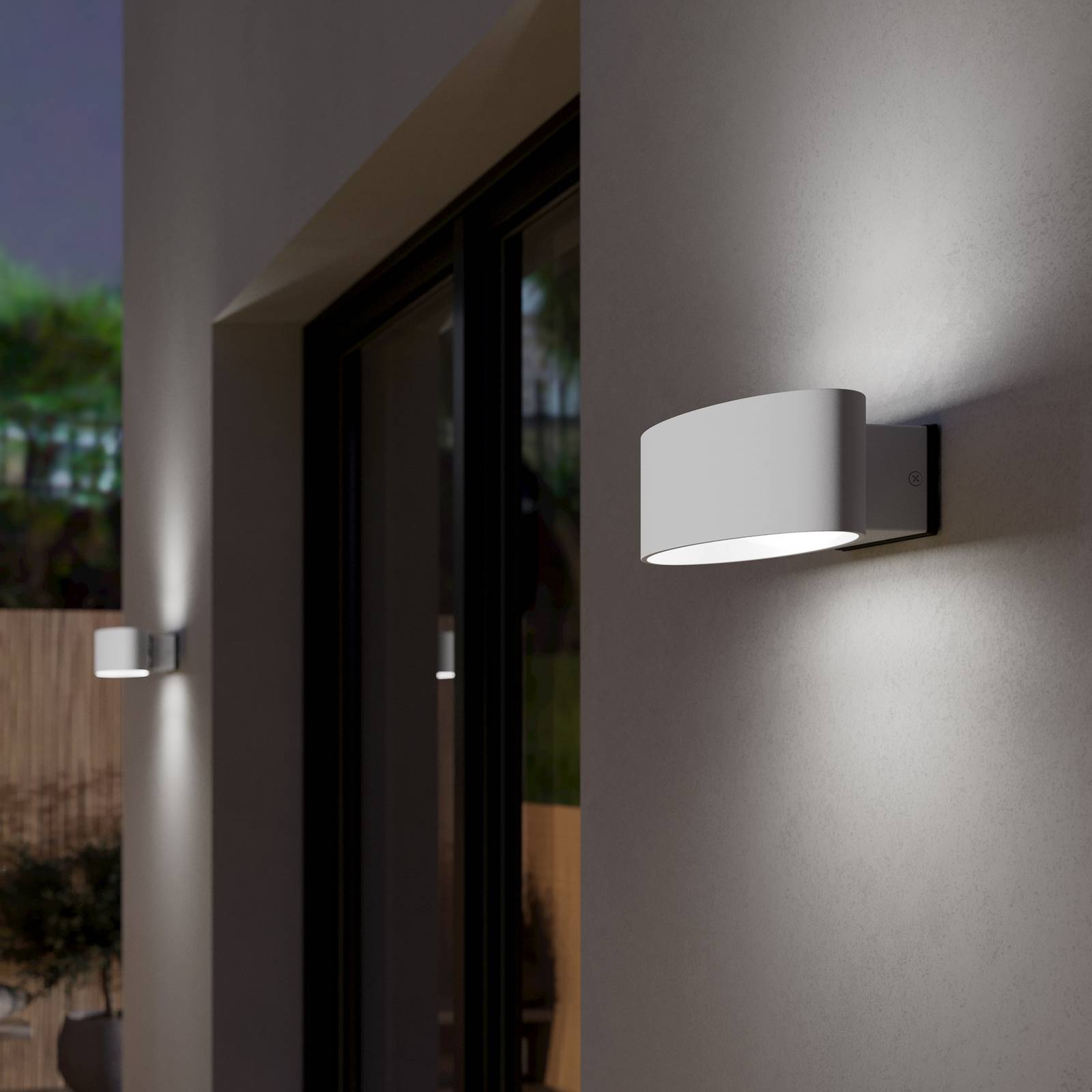 Kinkiet zewnętrzny LED Chinoa, biały, szerokość 27 cm, metalowa